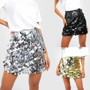 High Waist Sequined Mini Skirt