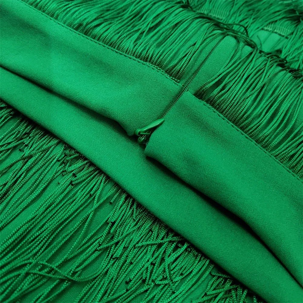 High Waist Stretch Tassel  Skirts