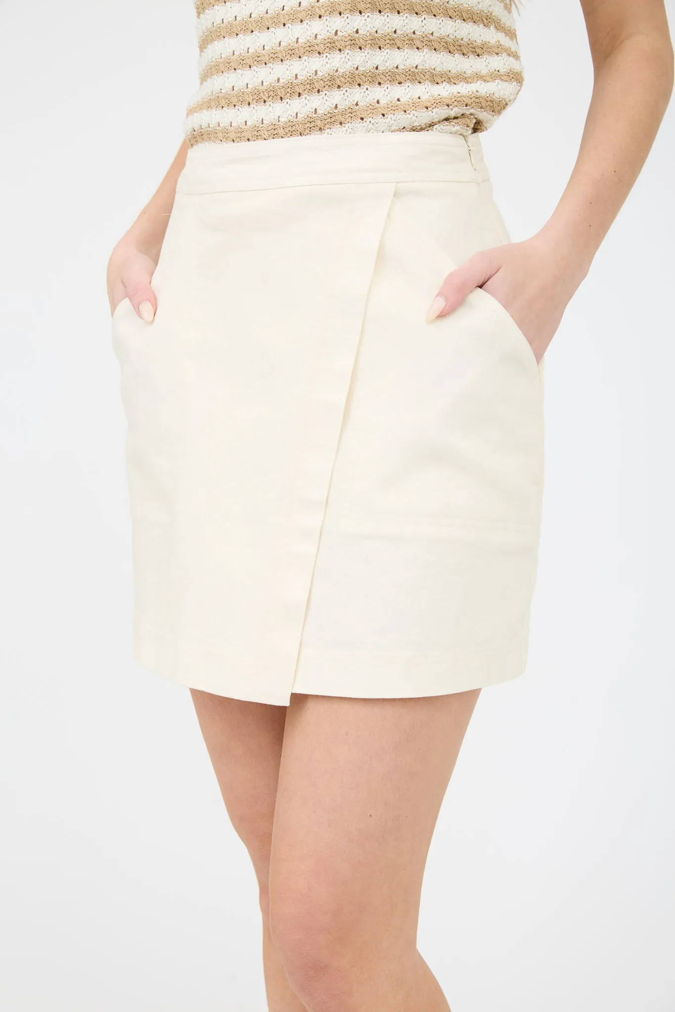 HIGH WAIST WRAP DENIM MINI SKIRT