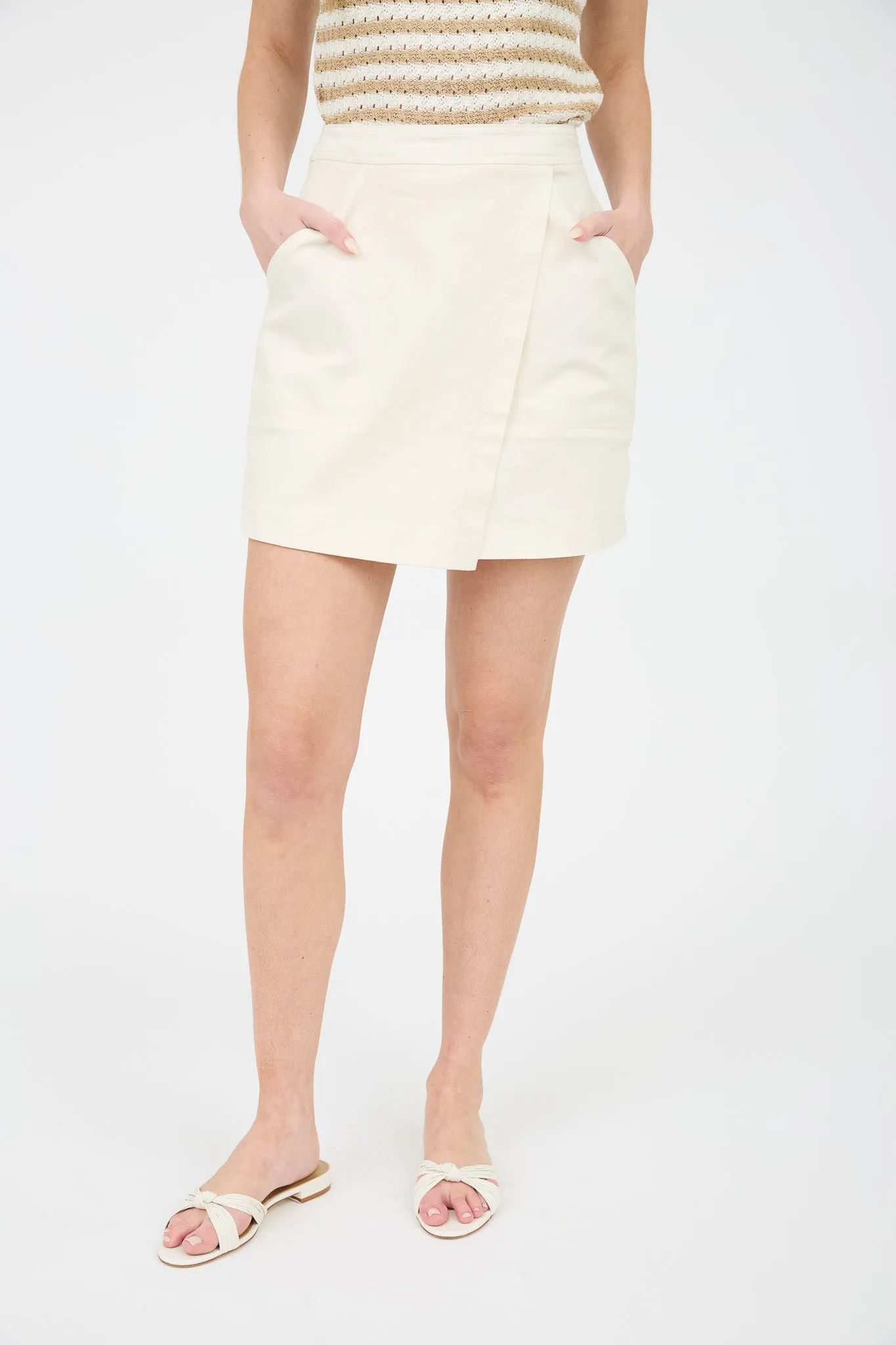 HIGH WAIST WRAP DENIM MINI SKIRT