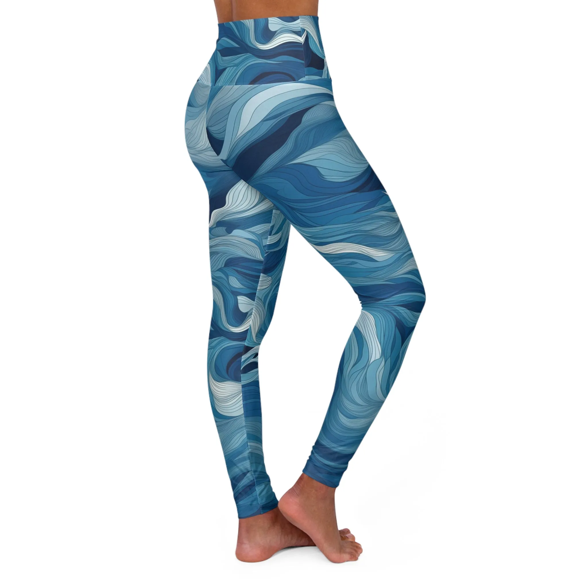 High Waisted Leggings - Odelgarde s Hertogenbosch Ocean Waves