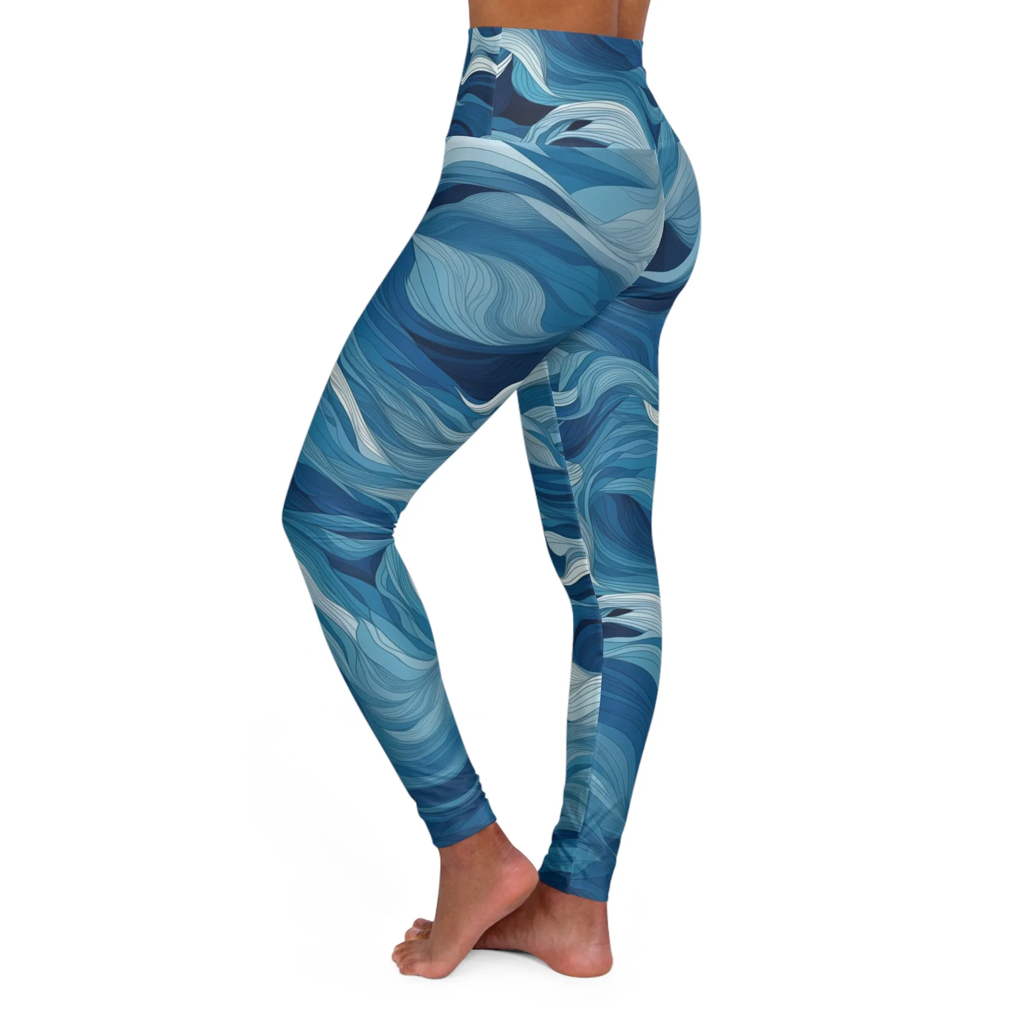 High Waisted Leggings - Odelgarde s Hertogenbosch Ocean Waves
