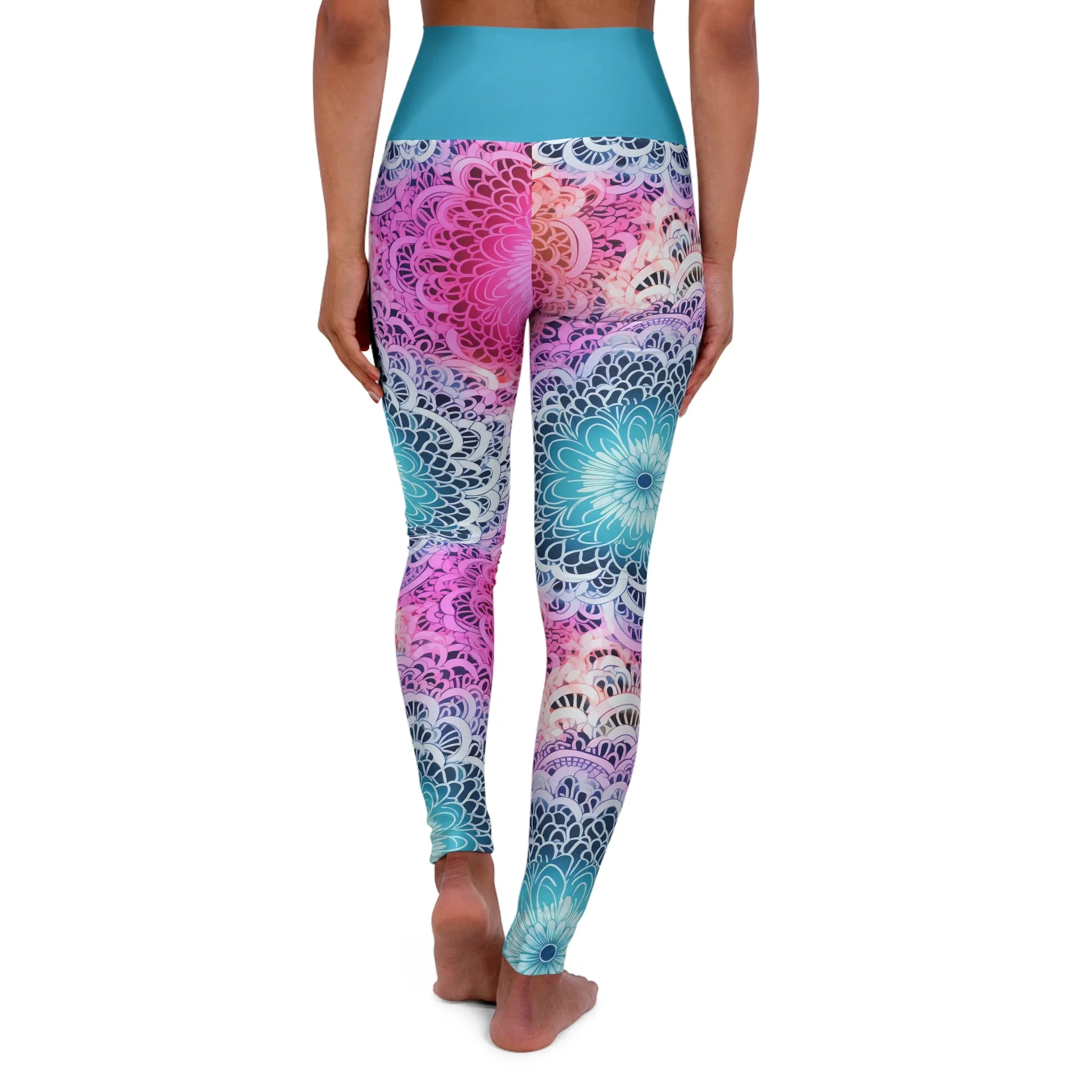 High Waisted Yoga Leggings in Vibrant Mandala Design | Fitness Apparel, Workout Leggings