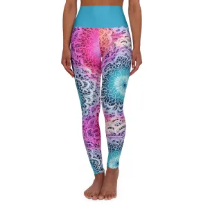 High Waisted Yoga Leggings in Vibrant Mandala Design | Fitness Apparel, Workout Leggings