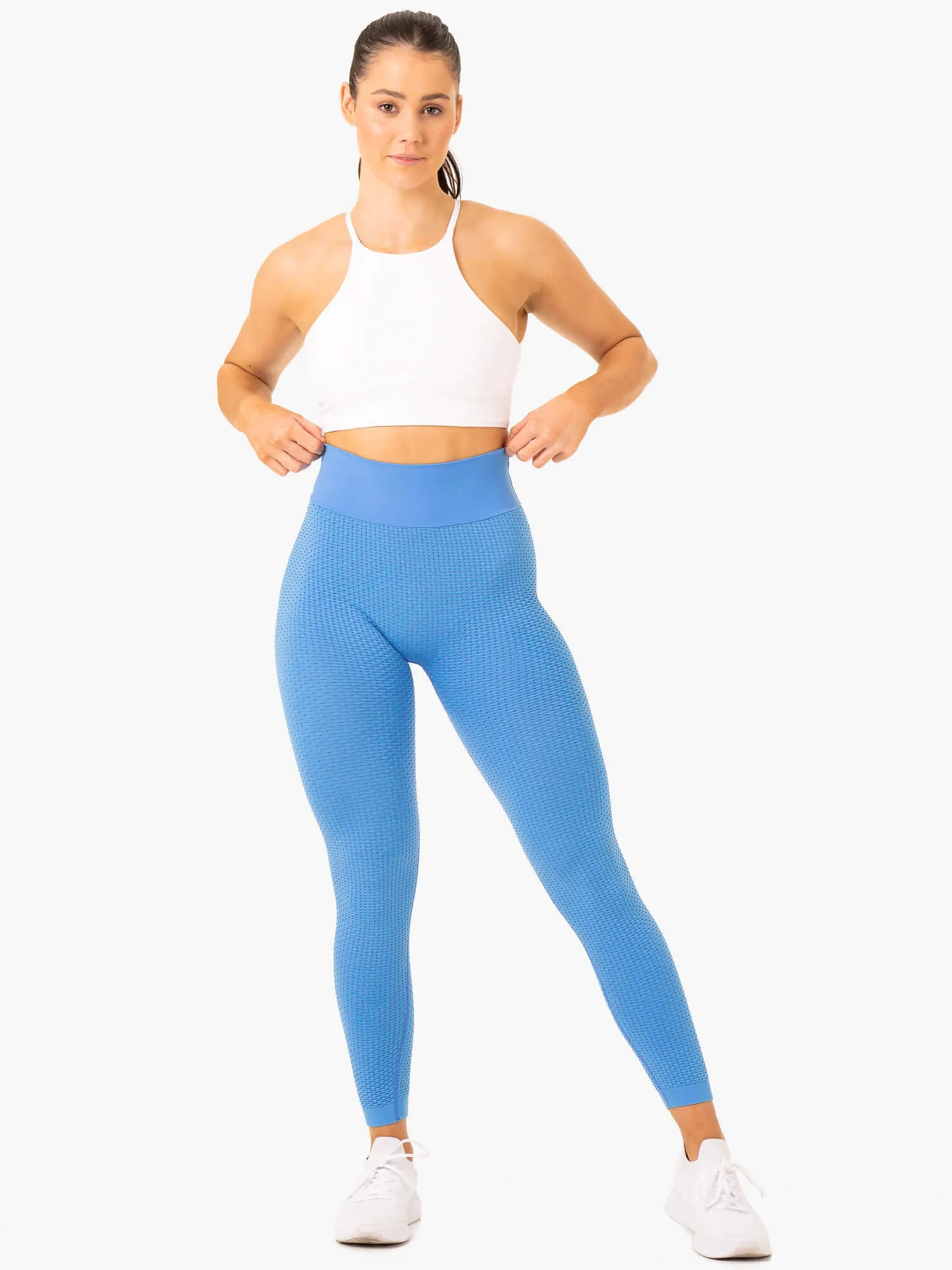 Honeycomb Scrunch Seamless Leggings - Bright Blue