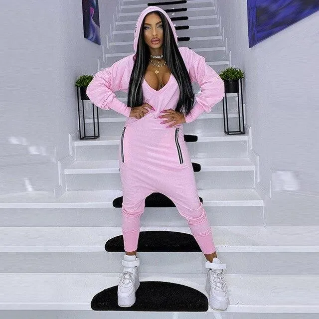 Hooded Athletic Jumpsuit