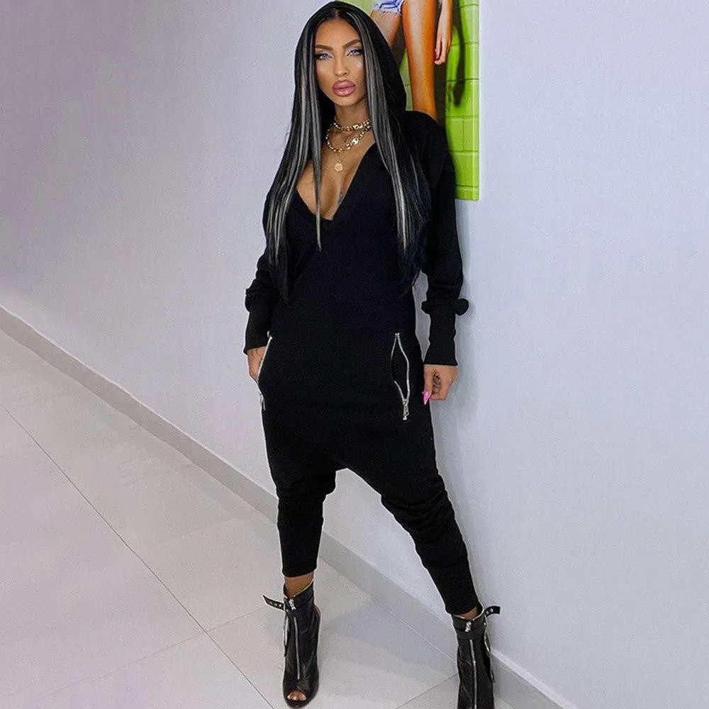 Hooded Athletic Jumpsuit