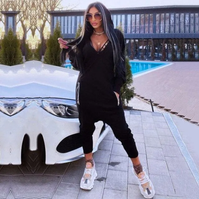 Hooded Athletic Jumpsuit