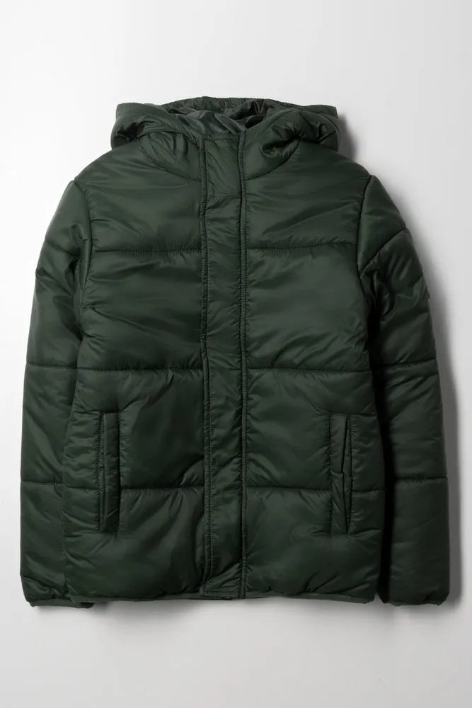 Hooded Puffer Jacket Green