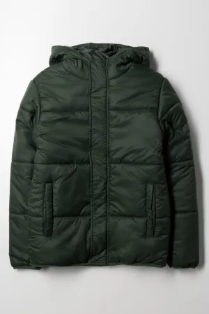 Hooded Puffer Jacket Green