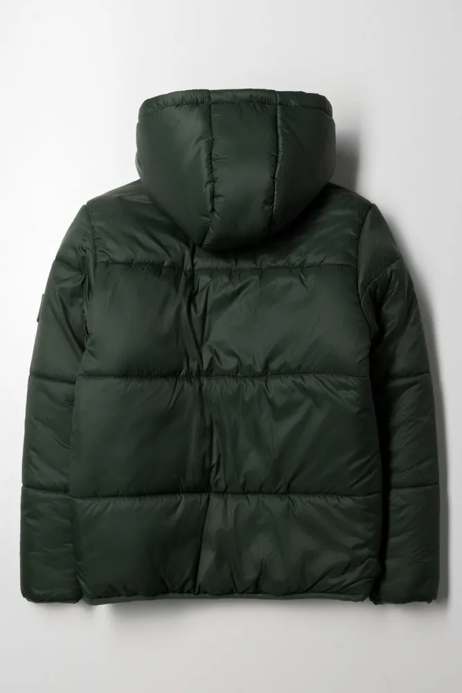 Hooded Puffer Jacket Green
