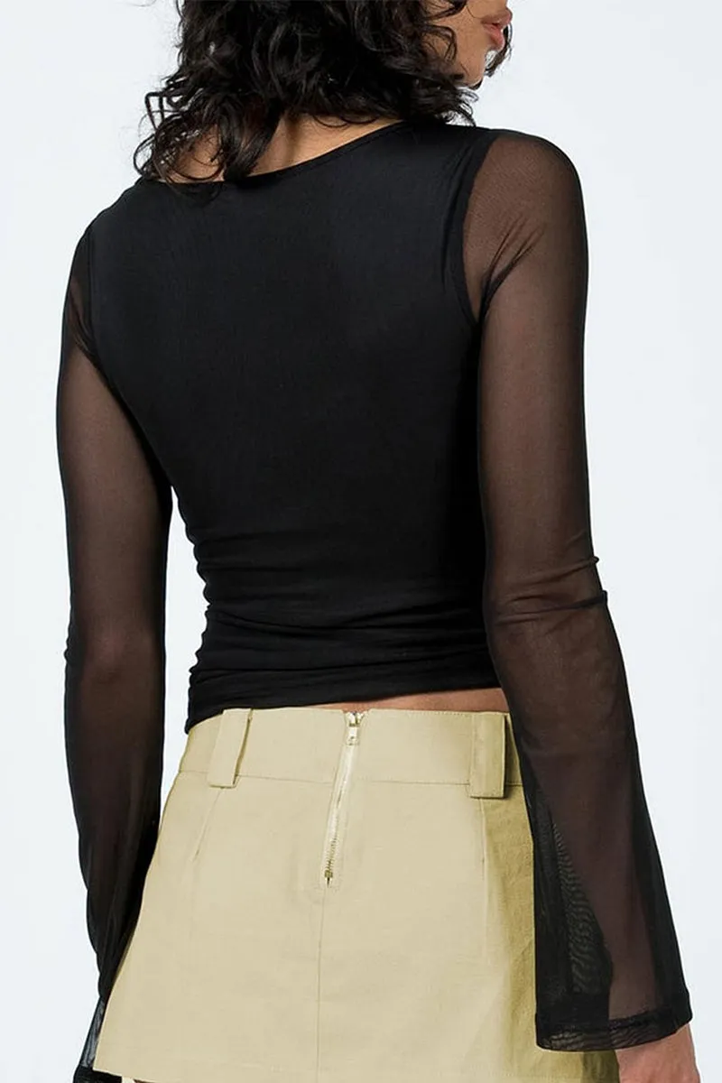 HTR1220 Sheer Elegance Ruched Top