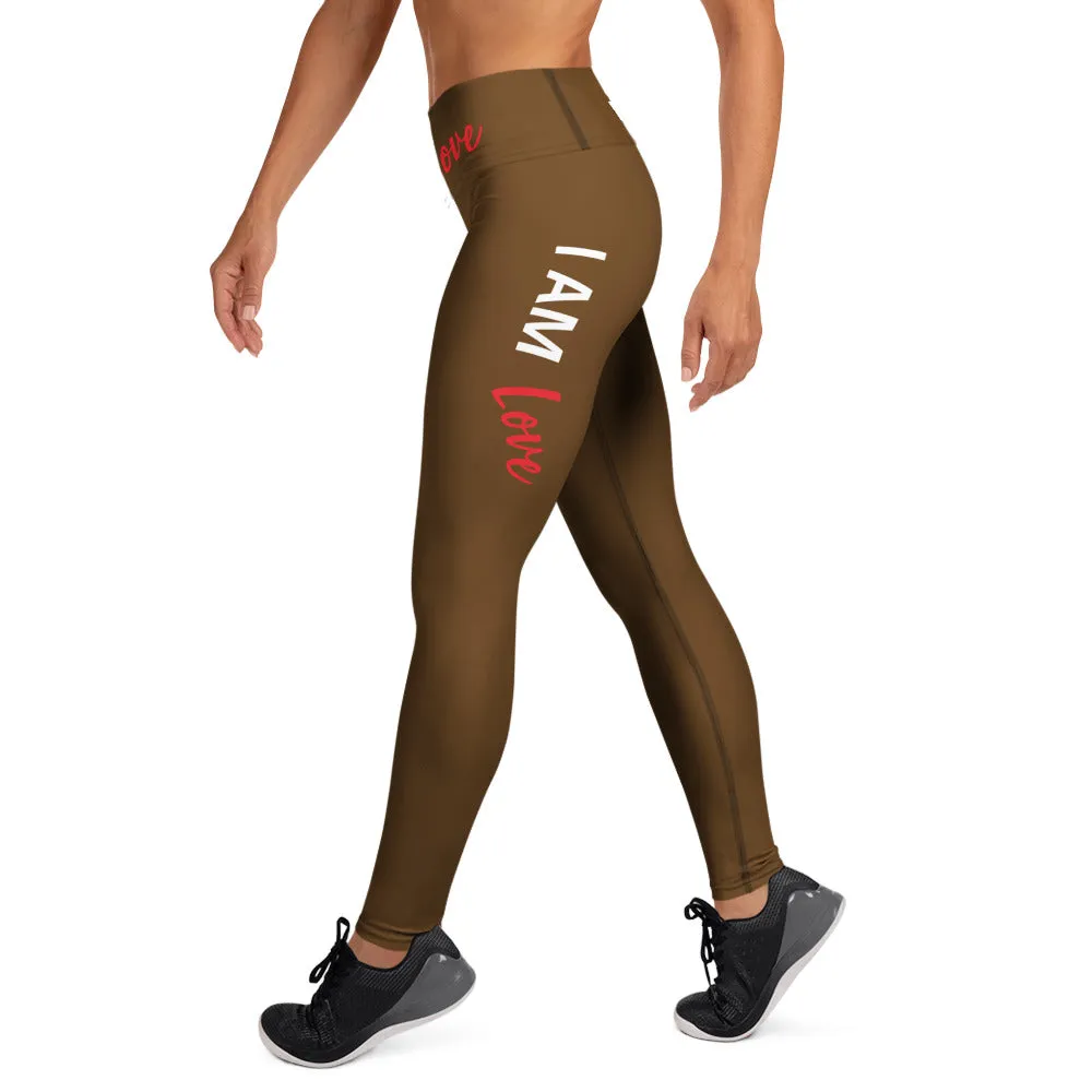 I AM LOVE Soul Motion Flow Yoga PRINT Leggings (BROWN)