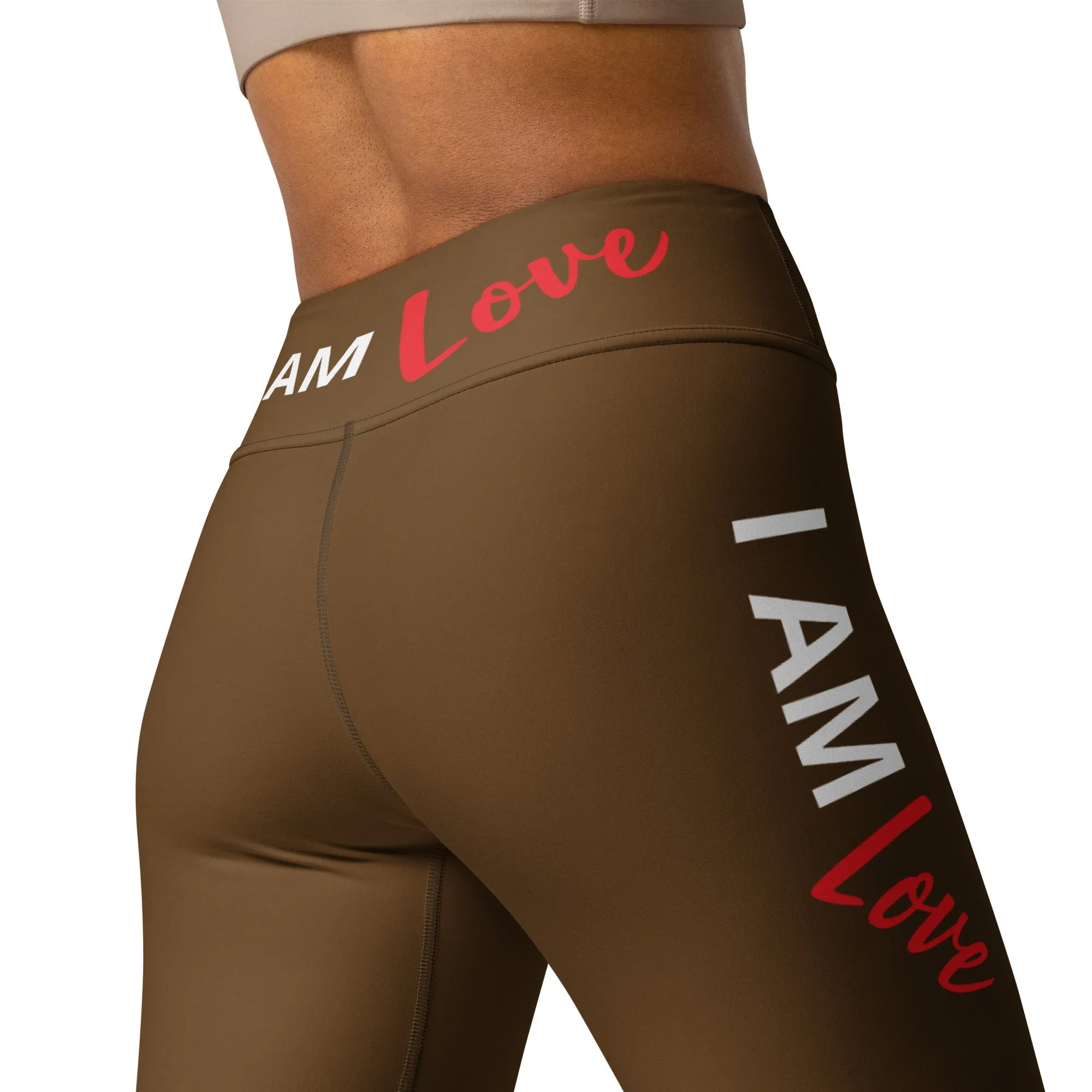 I AM LOVE Soul Motion Flow Yoga PRINT Leggings (BROWN)