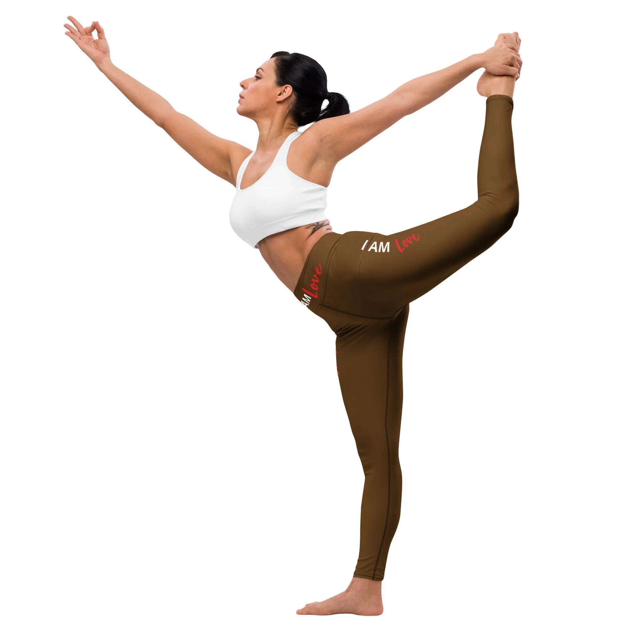 I AM LOVE Soul Motion Flow Yoga PRINT Leggings (BROWN)
