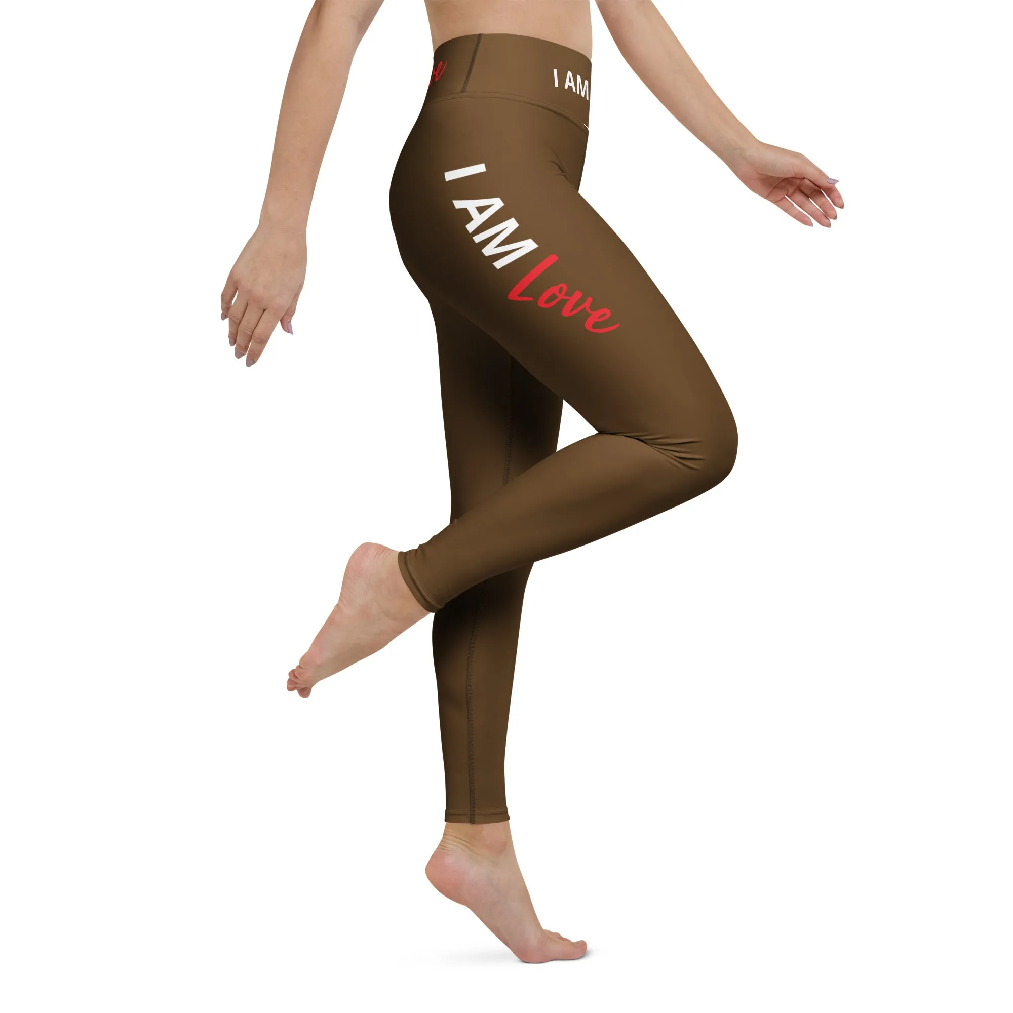 I AM LOVE Soul Motion Flow Yoga PRINT Leggings (BROWN)