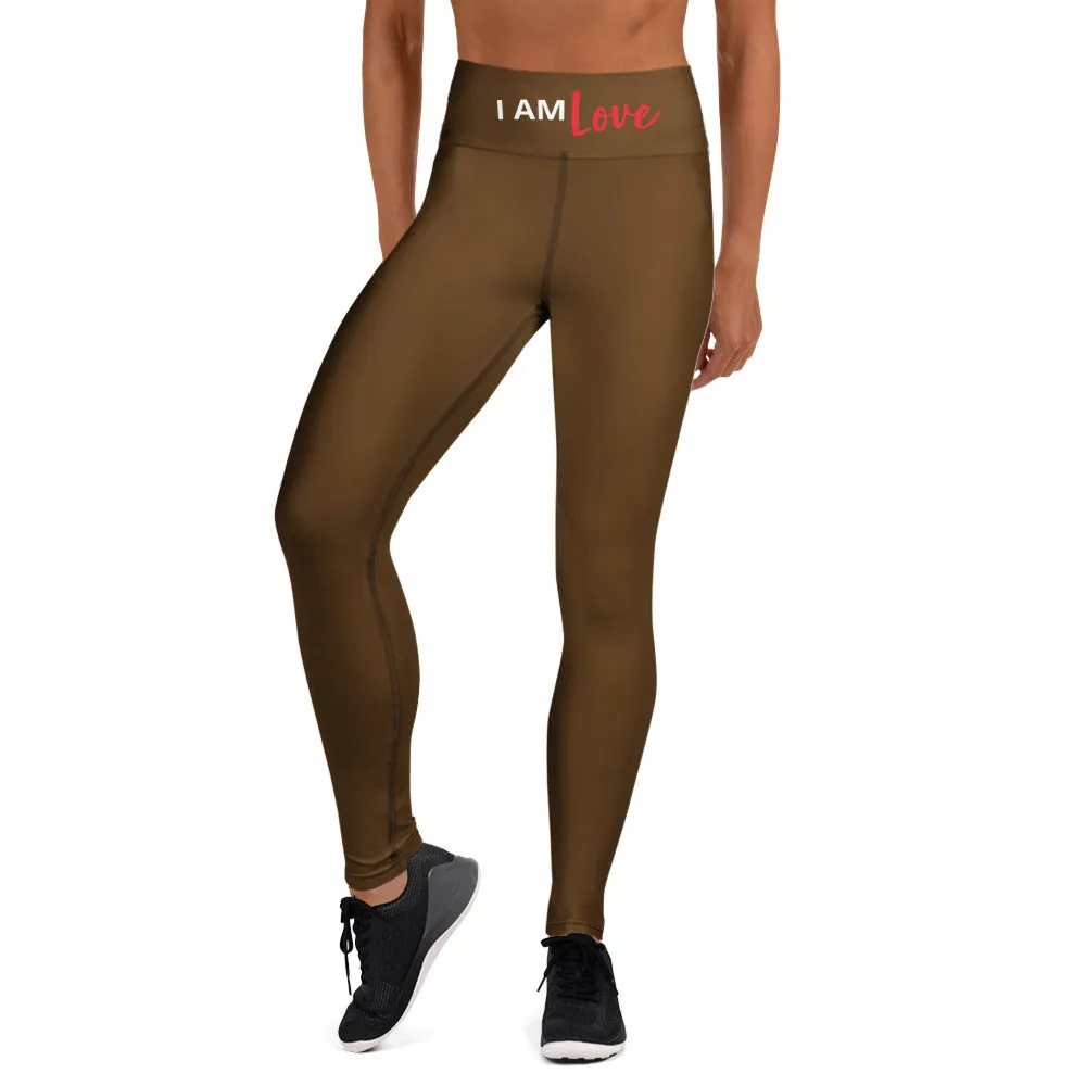 I AM LOVE Soul Motion Flow Yoga PRINT Leggings (BROWN)