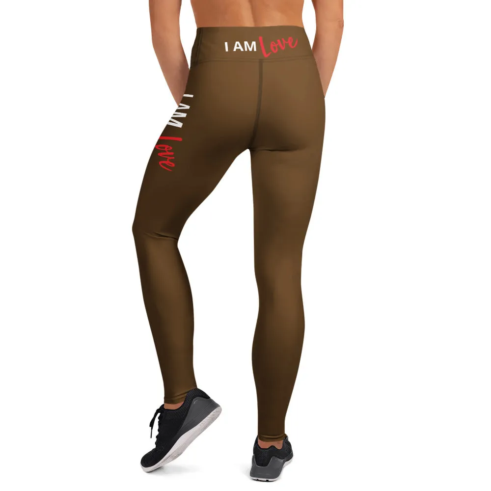 I AM LOVE Soul Motion Flow Yoga PRINT Leggings (BROWN)