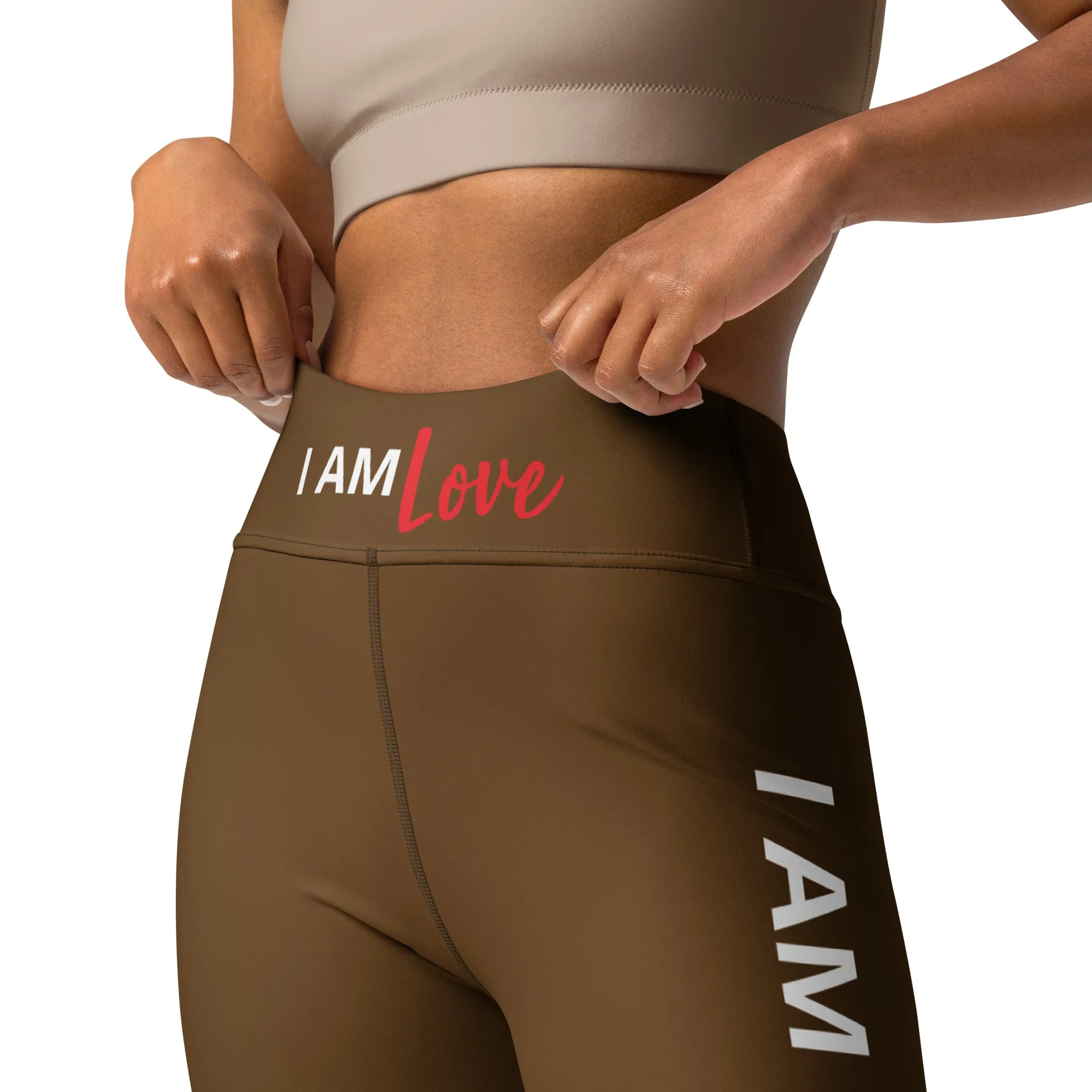 I AM LOVE Soul Motion Flow Yoga PRINT Leggings (BROWN)