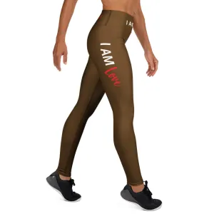 I AM LOVE Soul Motion Flow Yoga PRINT Leggings (BROWN)