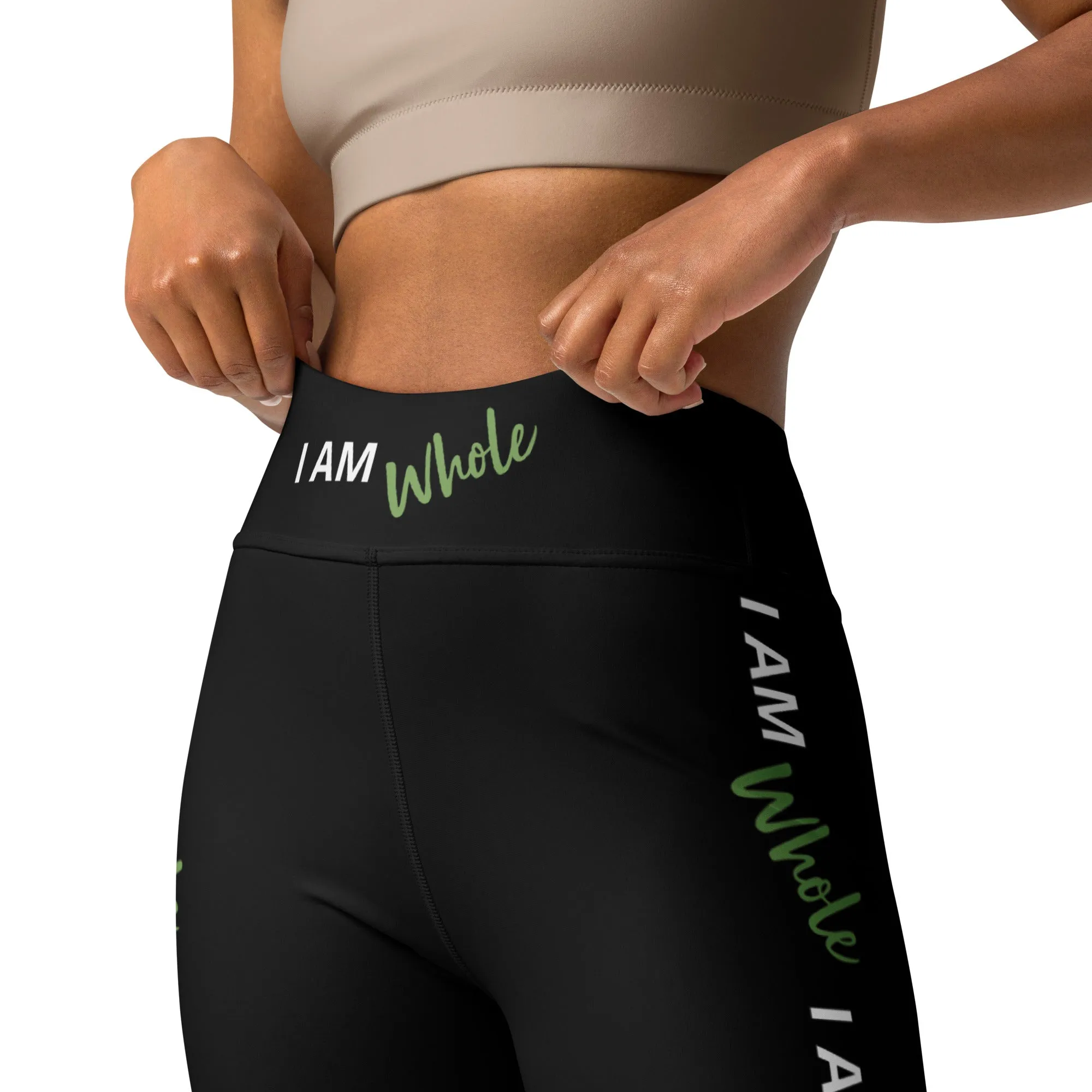 I AM WHOLE Soul Motion Flow Yoga PRINT Leggings (BLACK)