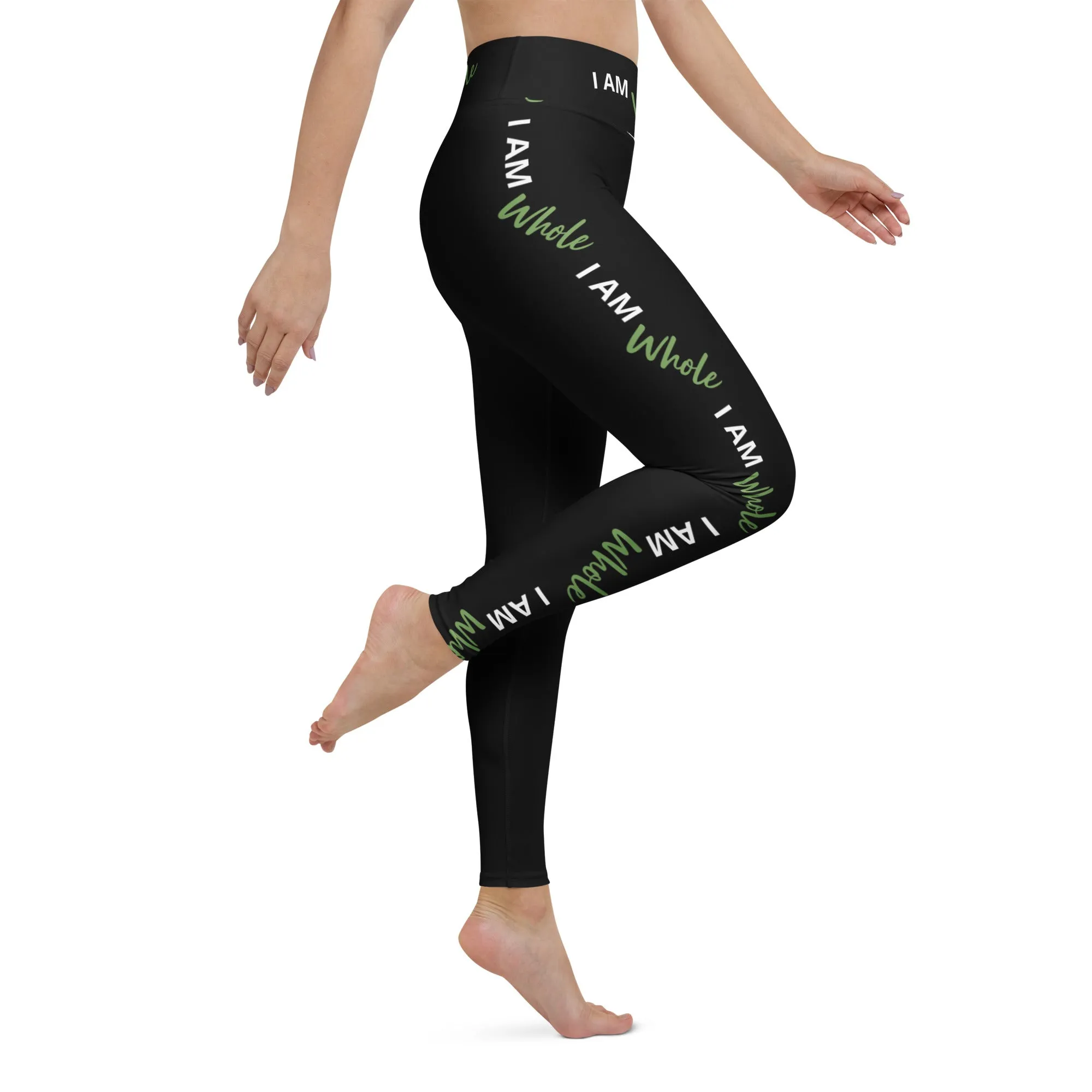 I AM WHOLE Soul Motion Flow Yoga PRINT Leggings (BLACK)