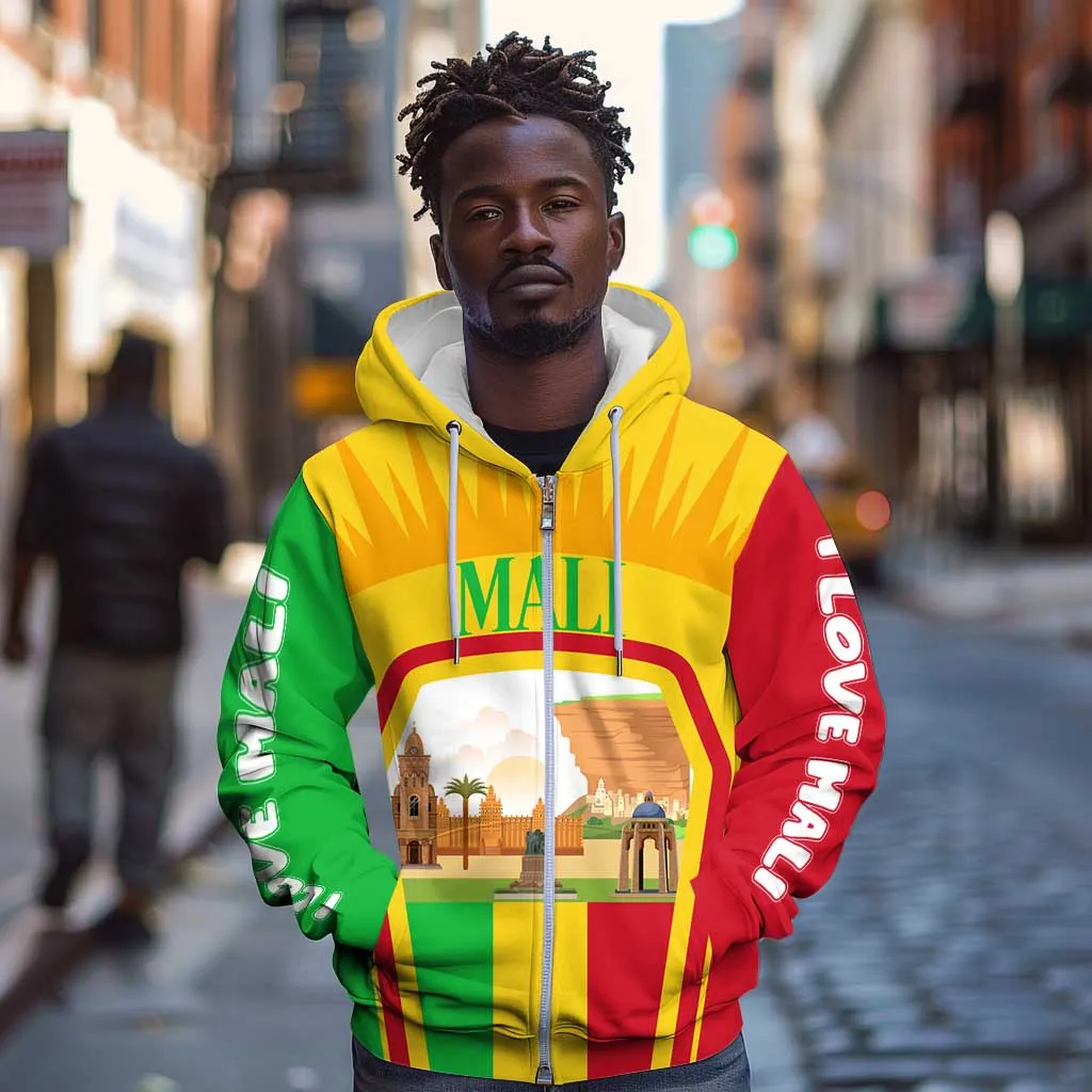 I Love Mali Zip Hoodie Famous Tourist Destinations TS04
