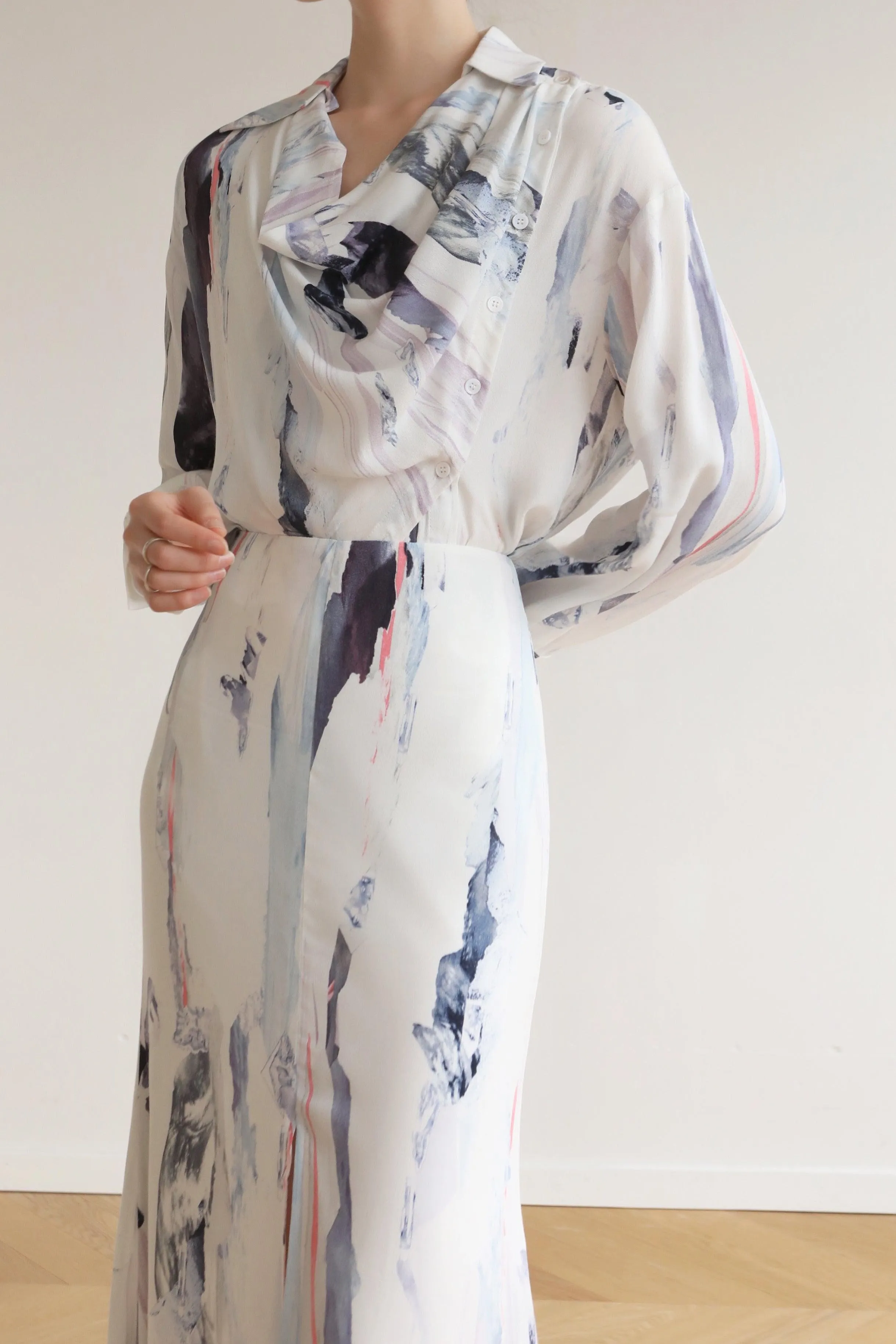 Ink Wash Shirt & Skirt Set
