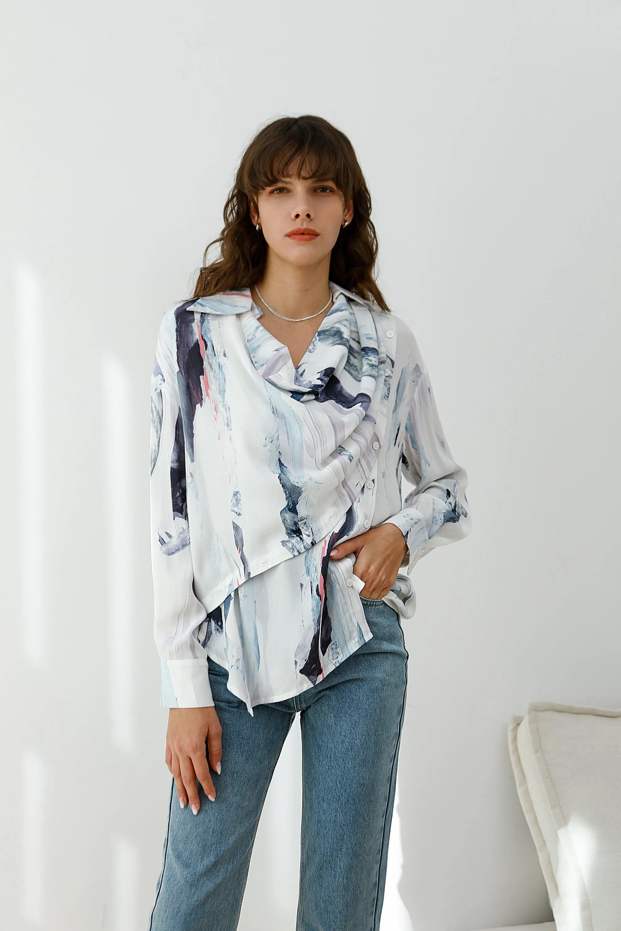 Ink Wash Shirt & Skirt Set