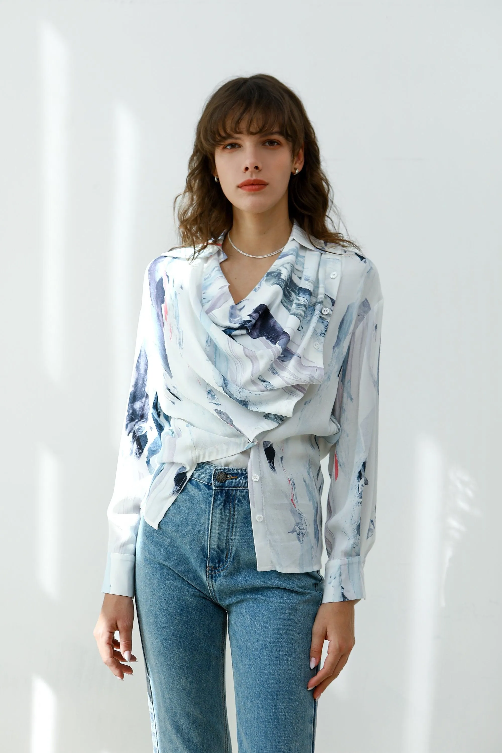 Ink Wash Shirt & Skirt Set