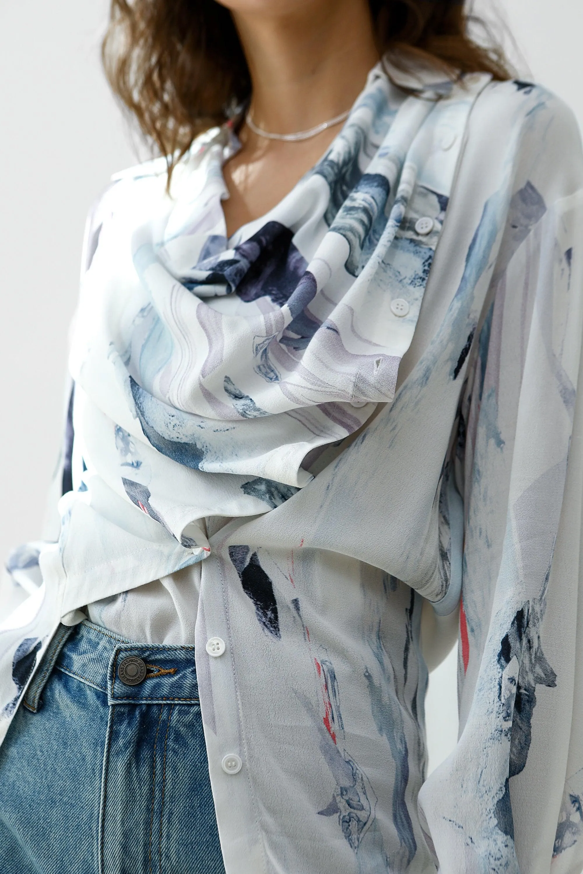 Ink Wash Shirt & Skirt Set