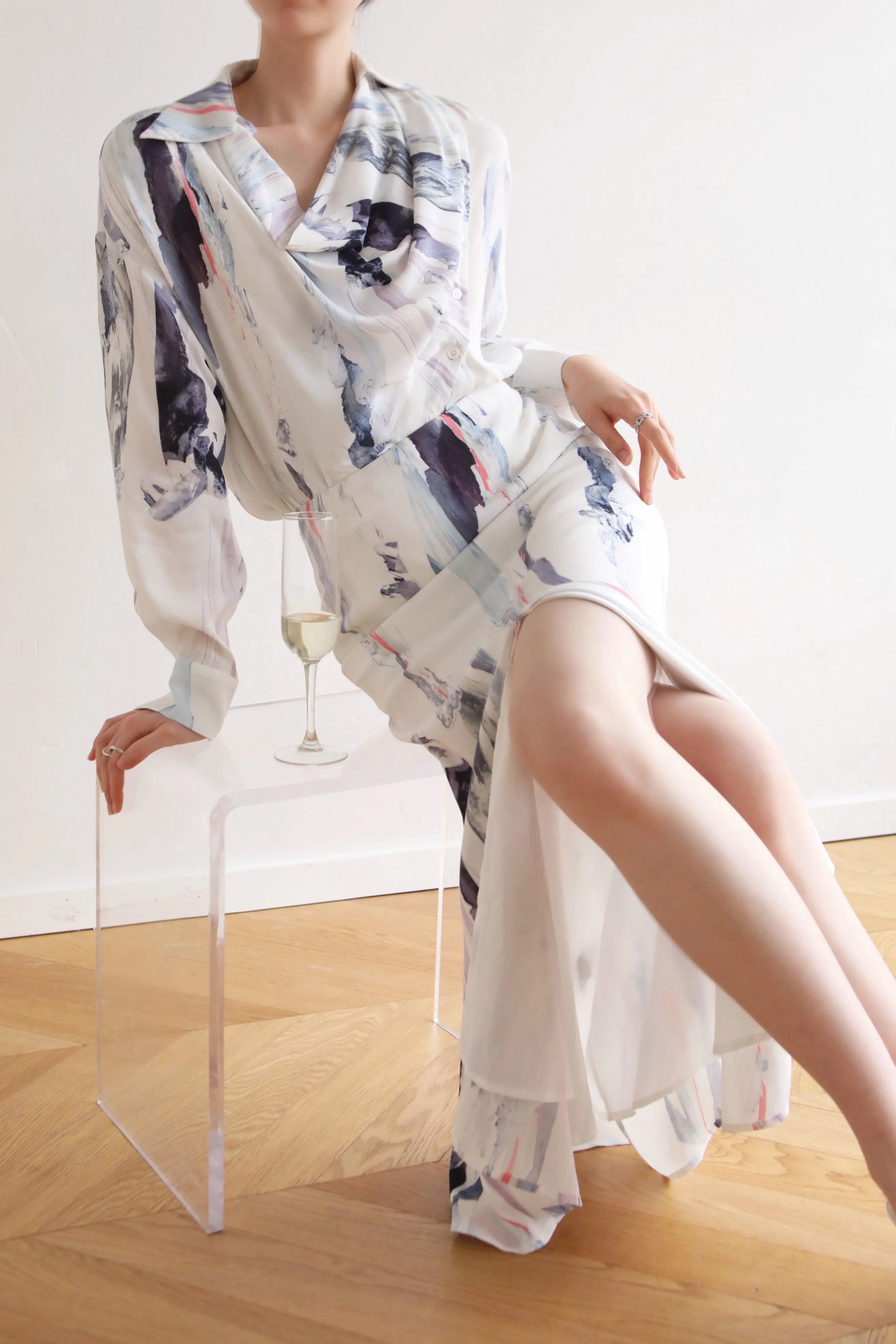 Ink Wash Shirt & Skirt Set