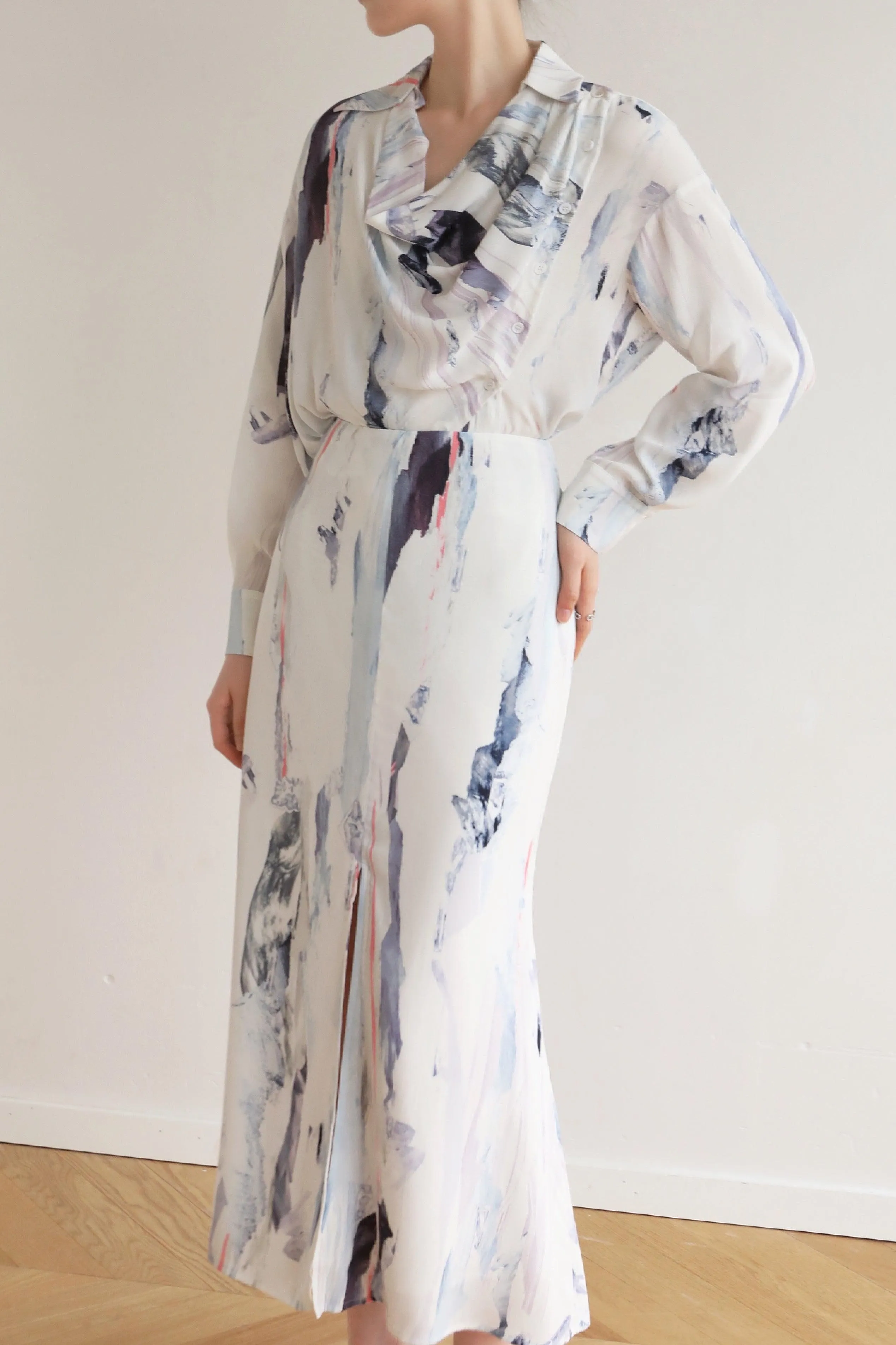 Ink Wash Shirt & Skirt Set