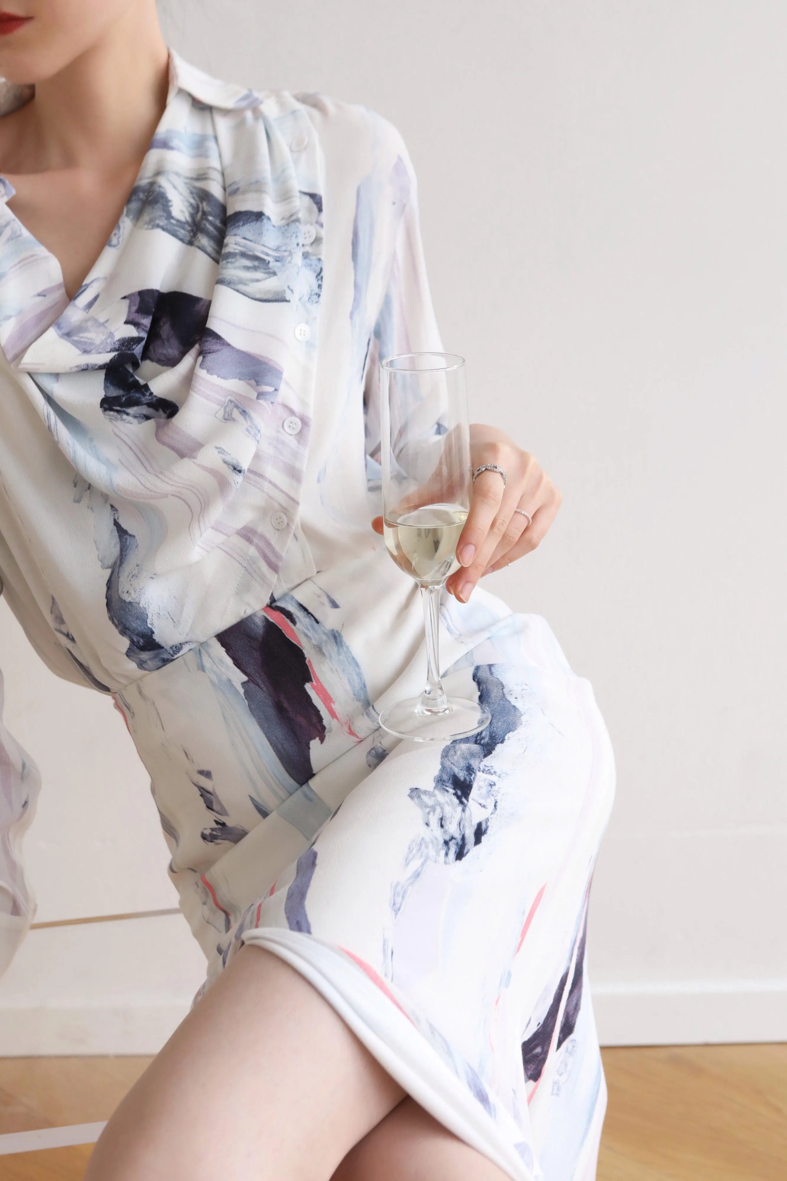 Ink Wash Shirt & Skirt Set