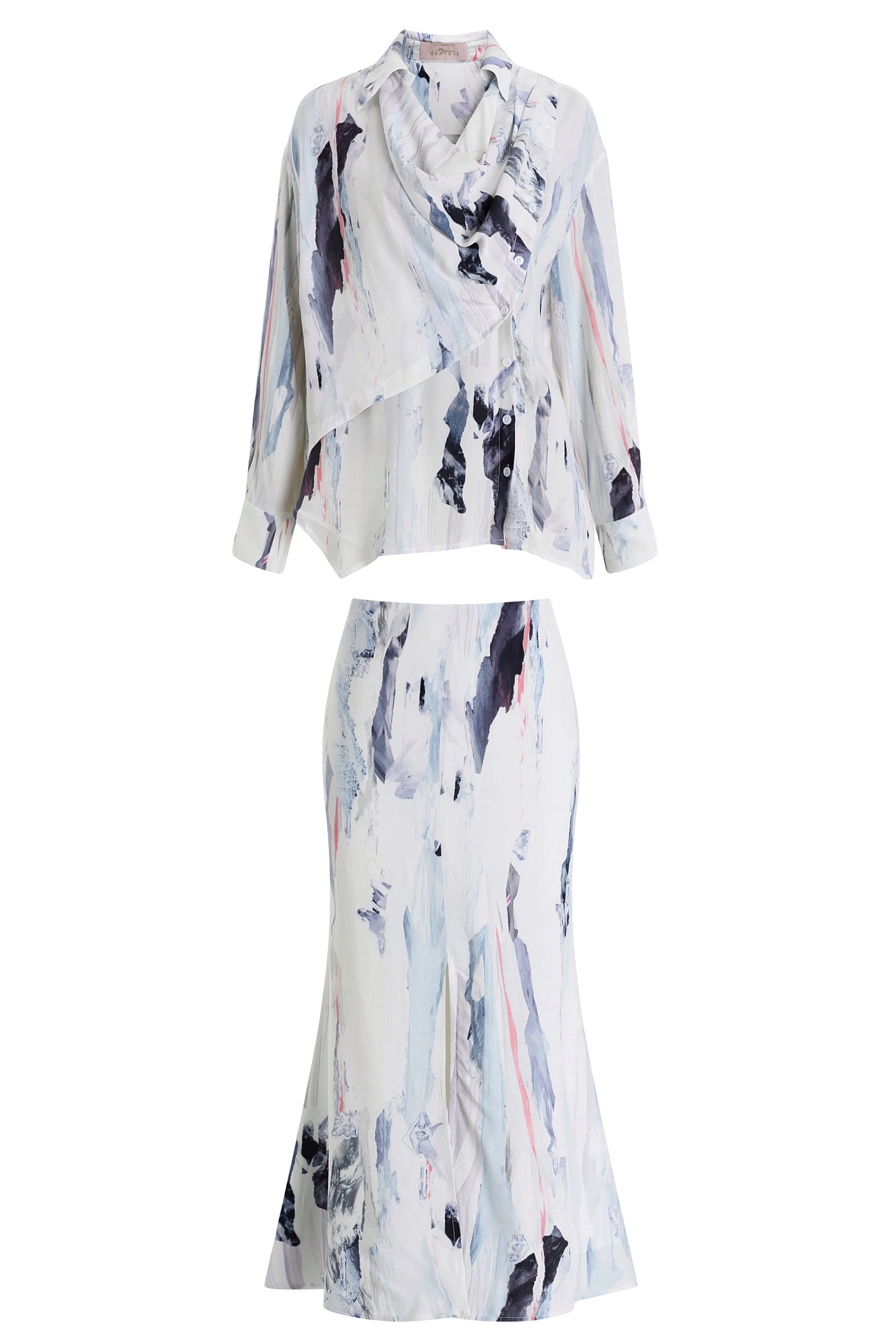 Ink Wash Shirt & Skirt Set