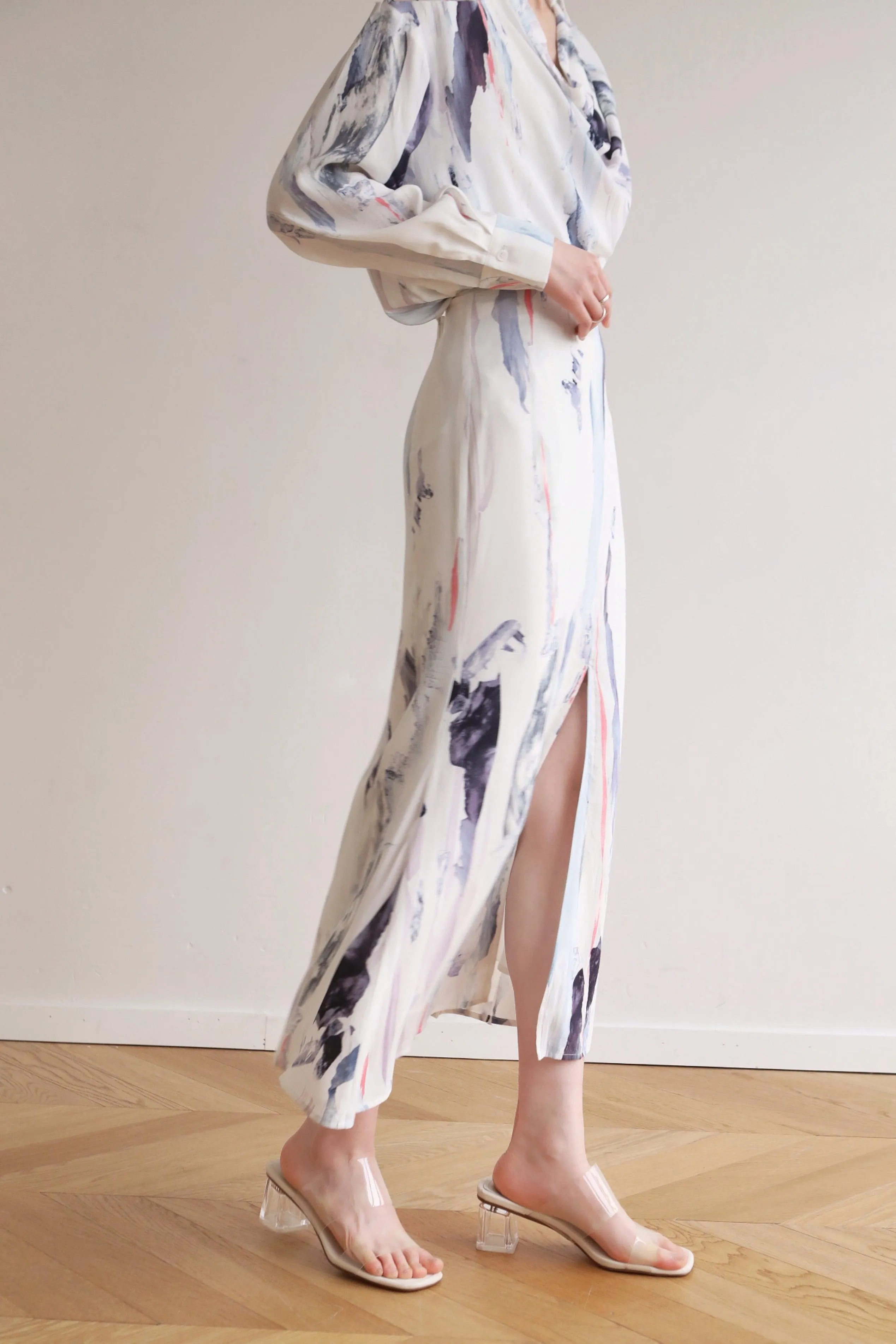 Ink Wash Shirt & Skirt Set