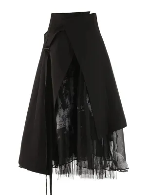Irregular Skirts For High Waist Patchwork Lace Up