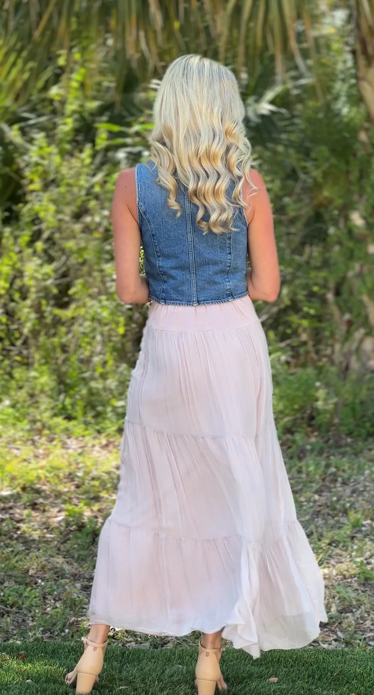 Italian Silk Skirts- Blush/White