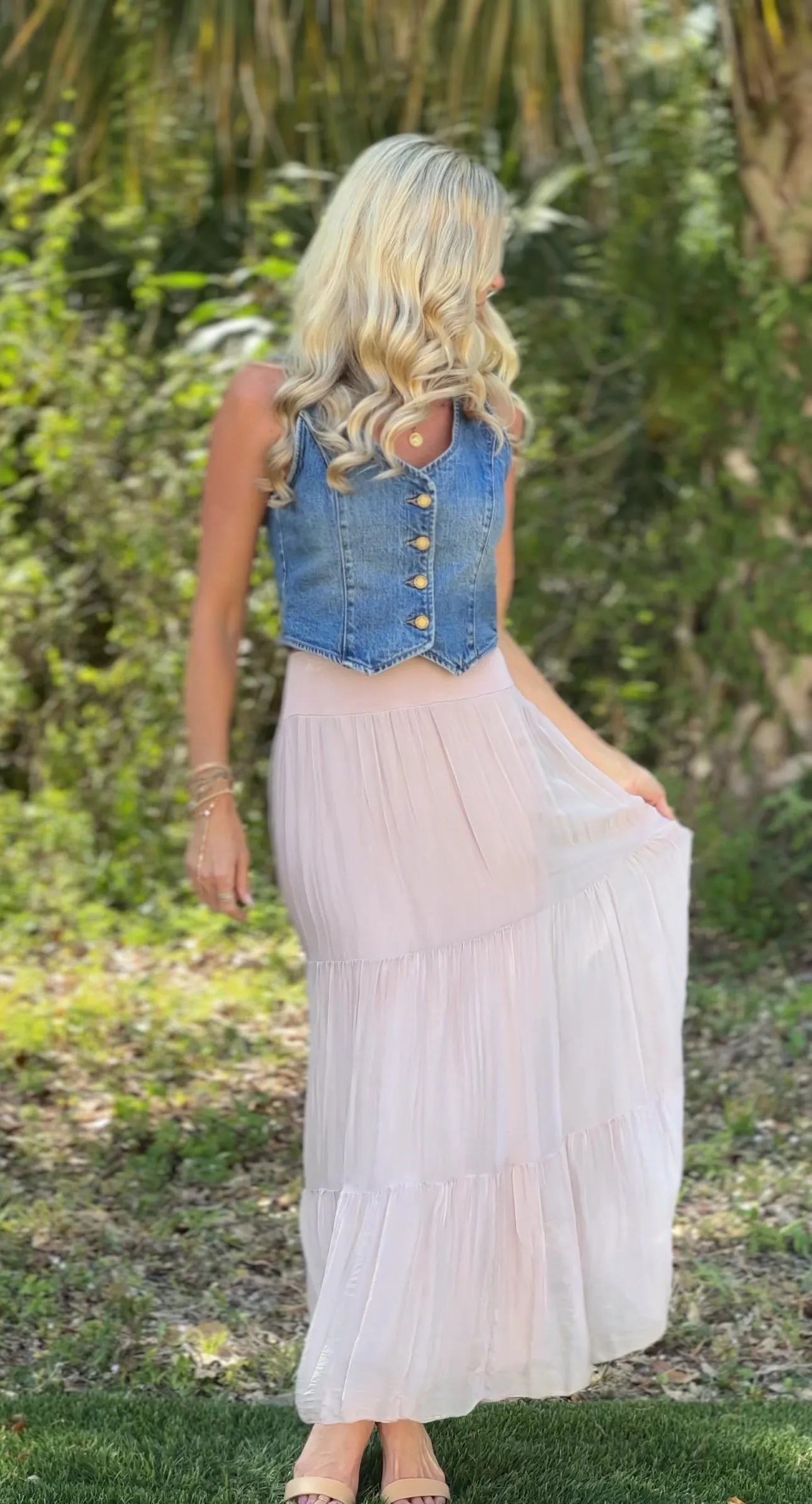 Italian Silk Skirts- Blush/White