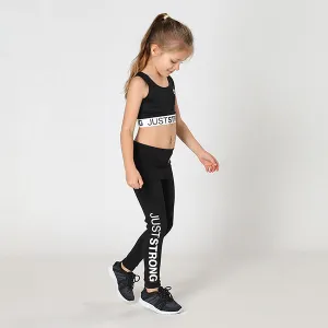 Jet Black Just Strong Kids Leggings