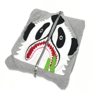[L] A Bathing Ape Bape Panda Full Zip Hoodie Grey