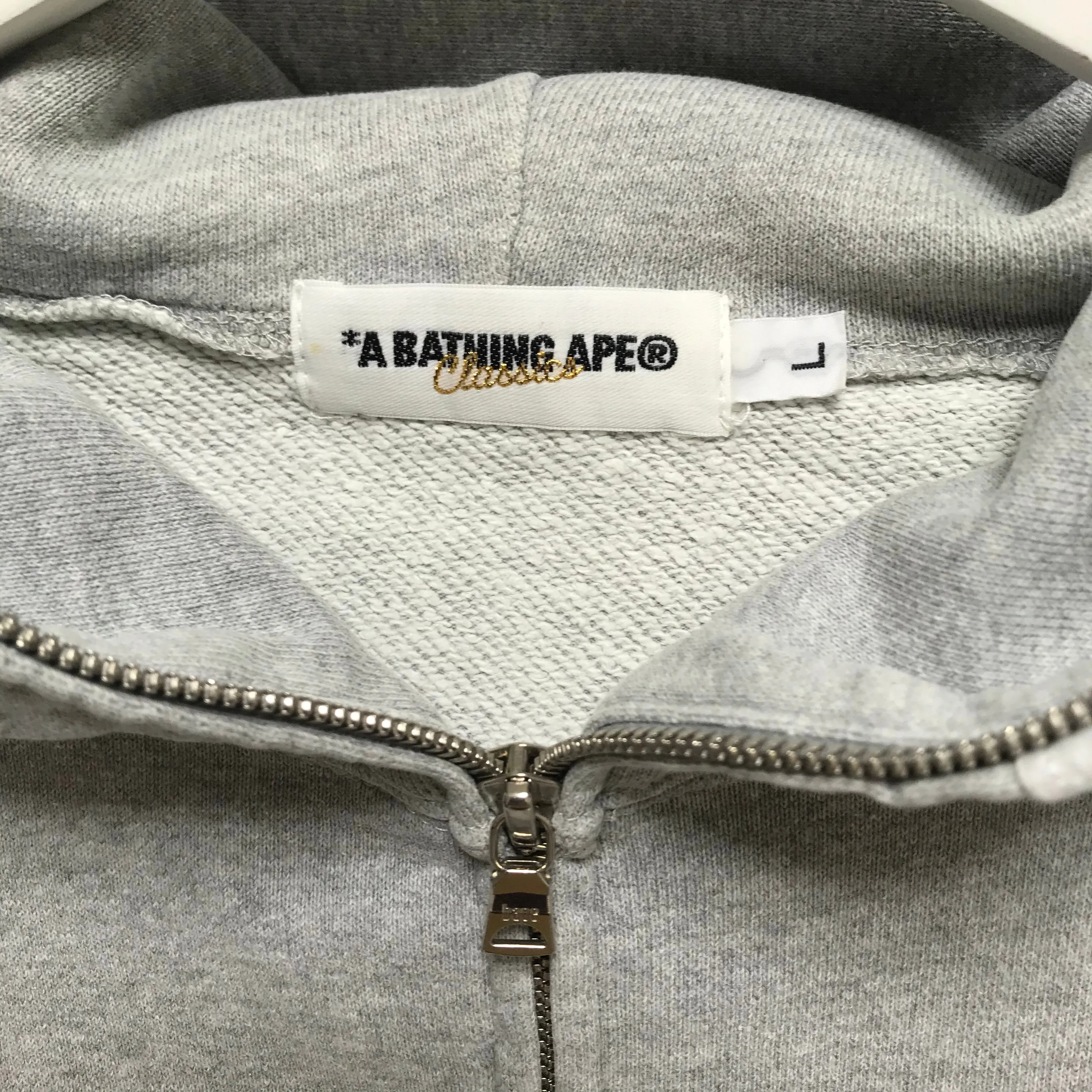 [L] A Bathing Ape Bape Panda Full Zip Hoodie Grey