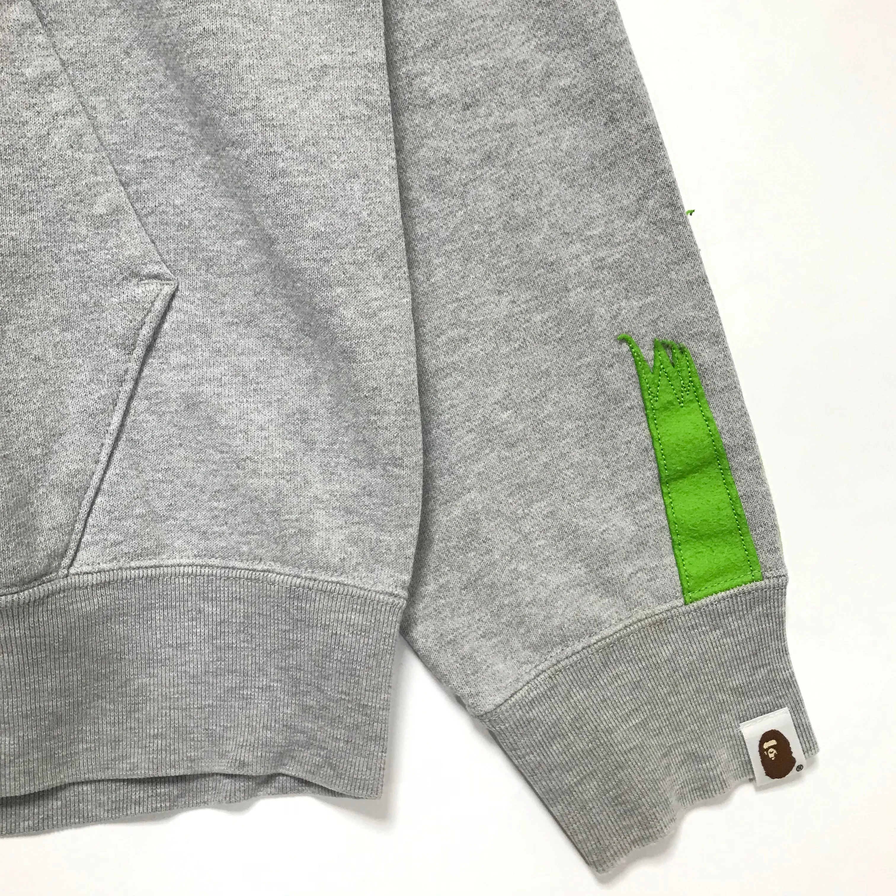 [L] A Bathing Ape Bape Panda Full Zip Hoodie Grey