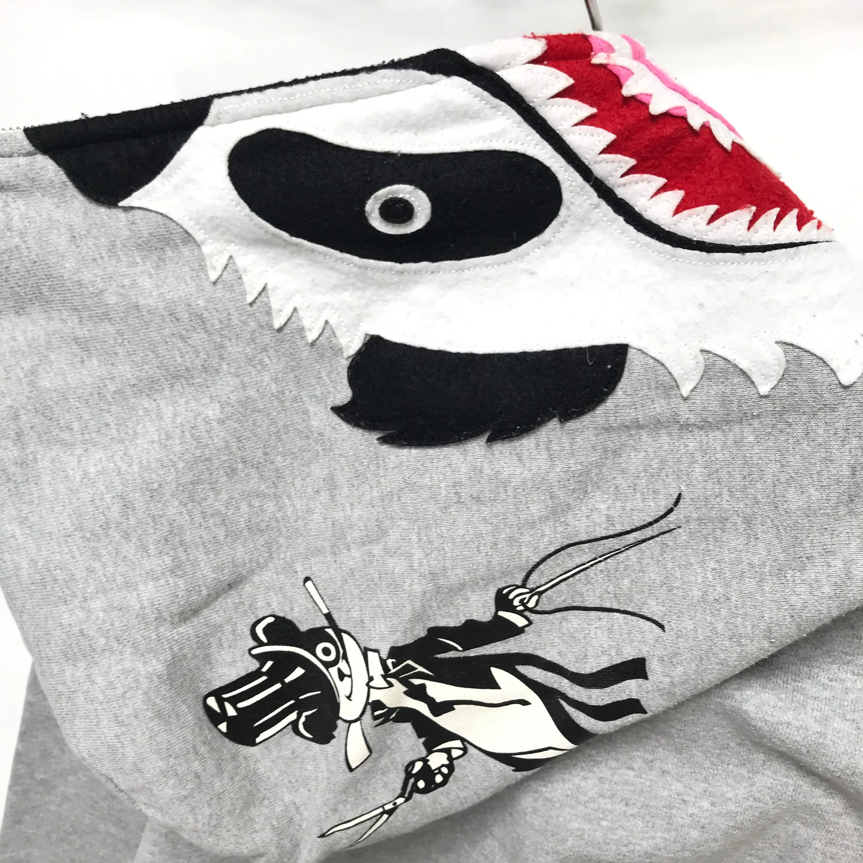 [L] A Bathing Ape Bape Panda Full Zip Hoodie Grey