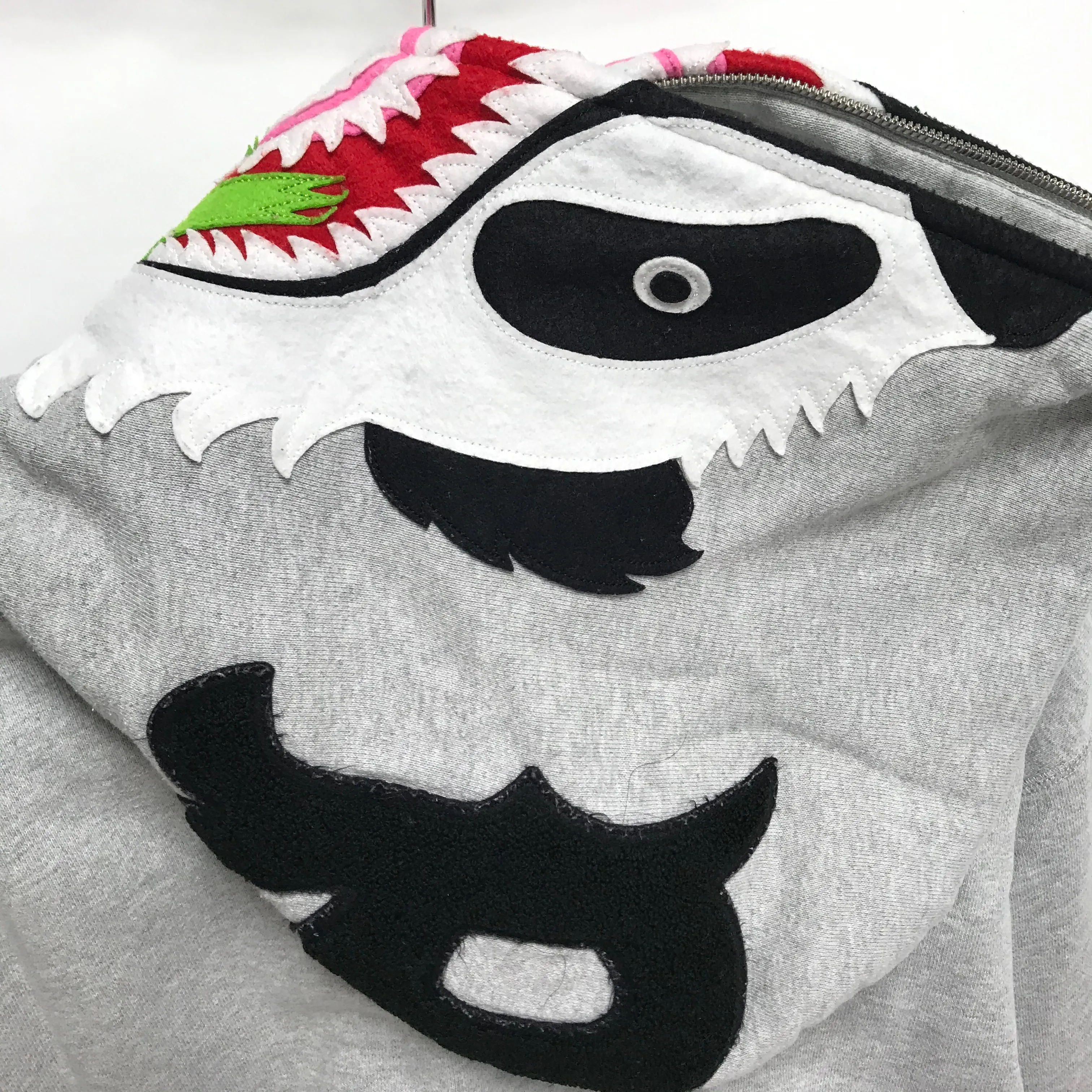[L] A Bathing Ape Bape Panda Full Zip Hoodie Grey