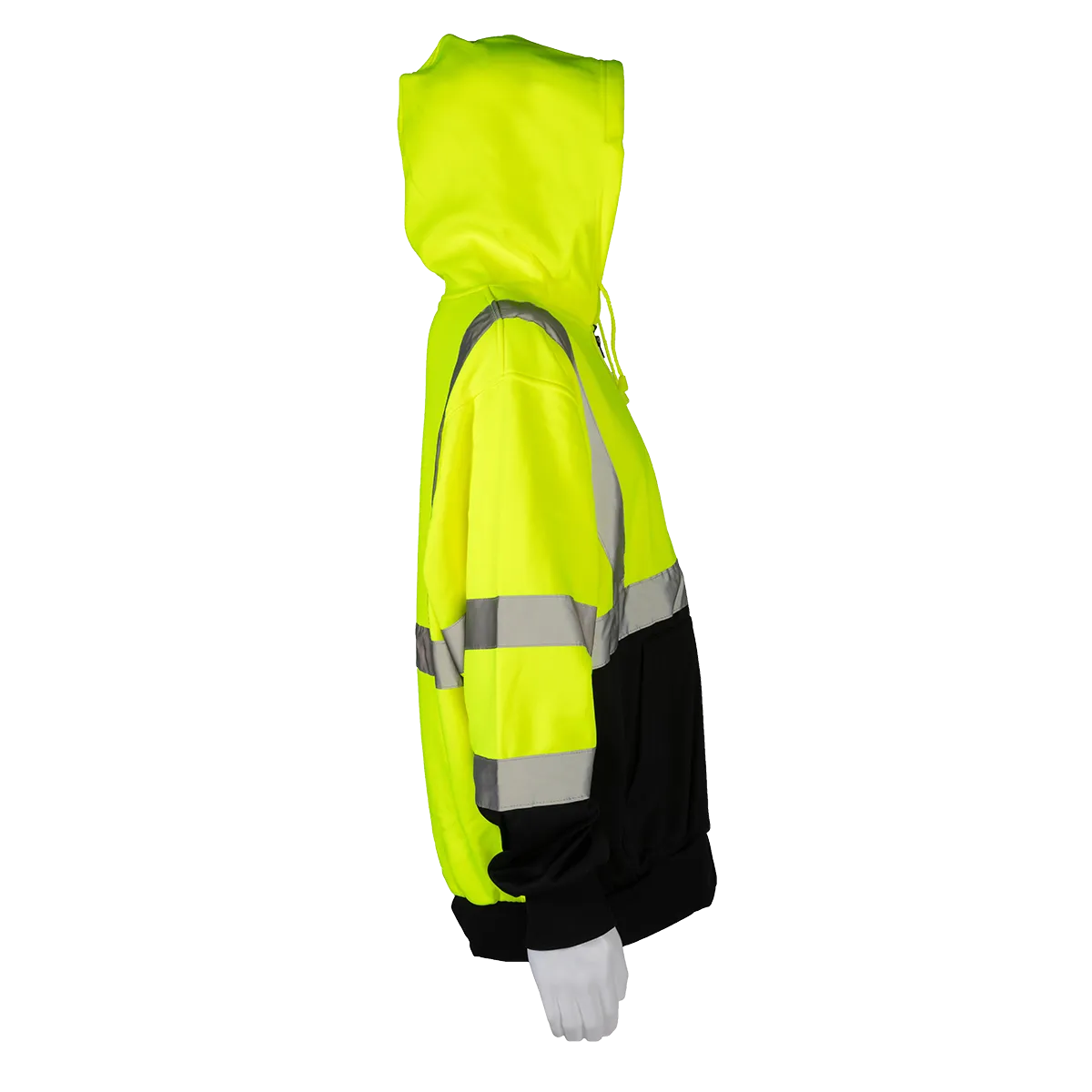 LBZHSW-C3 ANSI 107-2020 Class 3 High-Vis Lime/Black Bottom Two Tone Zip-Up Hooded Sweatshirt