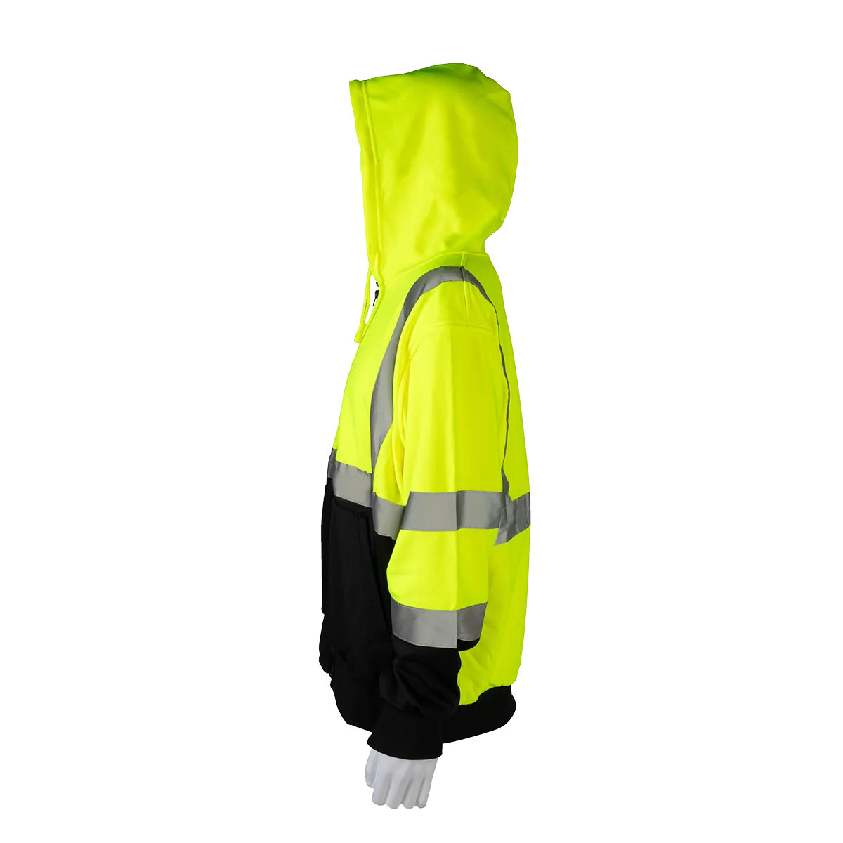 LBZHSW-C3 ANSI 107-2020 Class 3 High-Vis Lime/Black Bottom Two Tone Zip-Up Hooded Sweatshirt