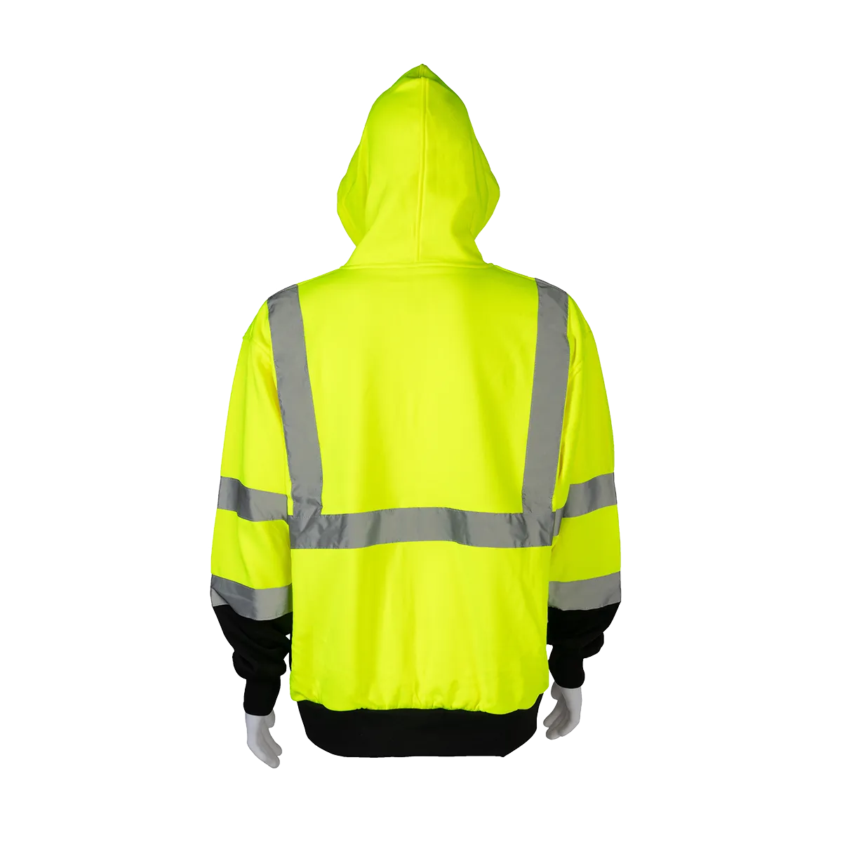 LBZHSW-C3 ANSI 107-2020 Class 3 High-Vis Lime/Black Bottom Two Tone Zip-Up Hooded Sweatshirt