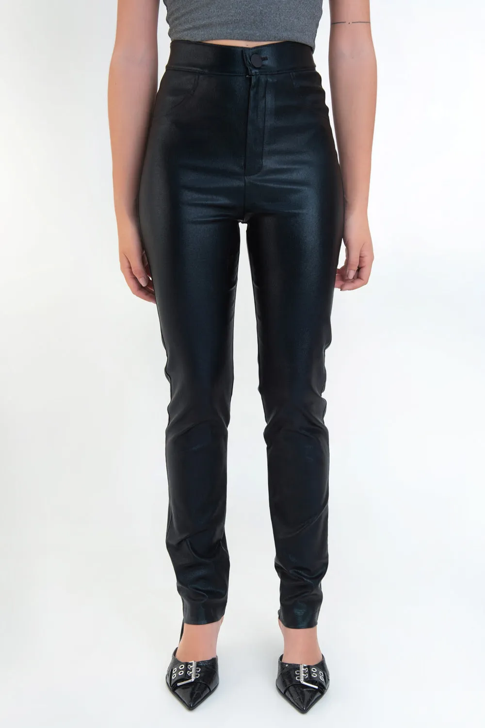 Legging efecto piel metalizada de fit ajustado