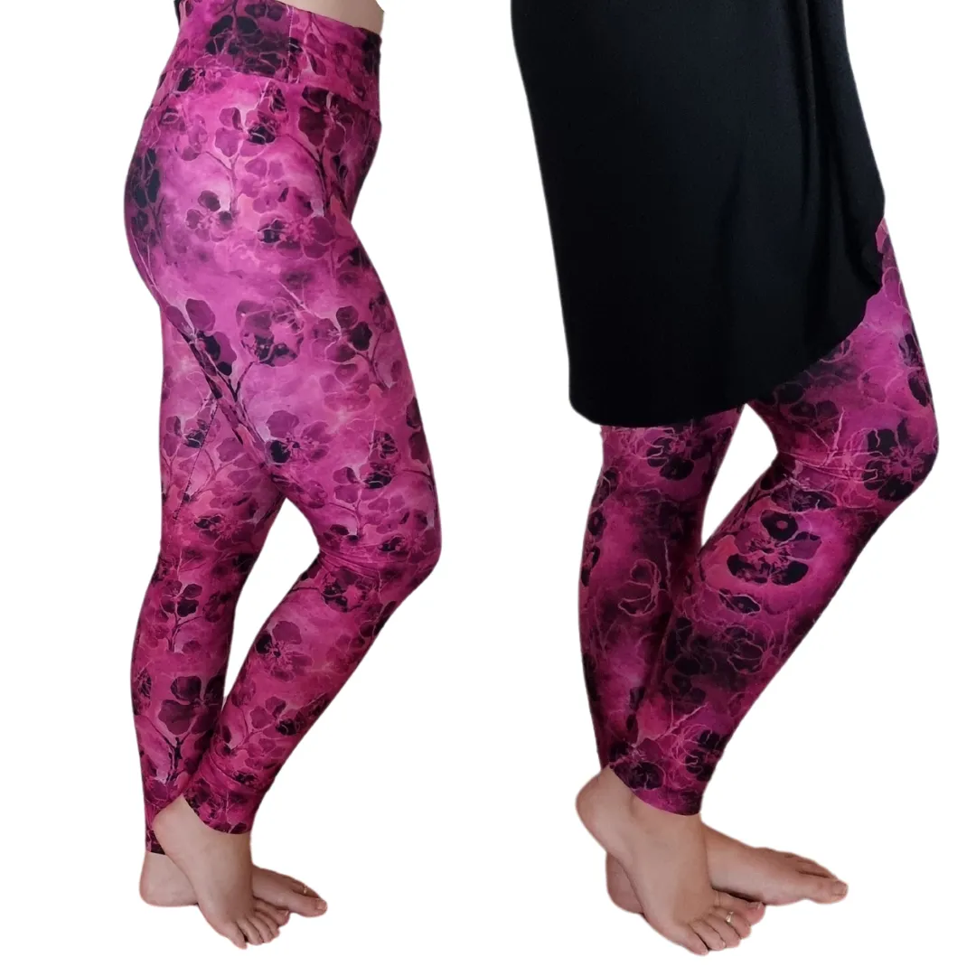 Leggings Full Length Magenta Garden